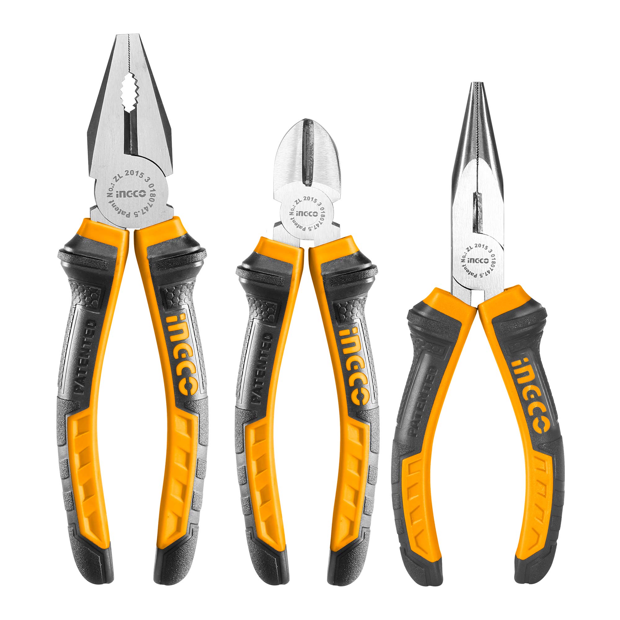 INGCO 3 Pcs Pliers Set, Includes 8"" Combination pliers, 6"" Long Nose Pliers, 6"" Diagonal Cutting Pliers for Home, DIY, Vehicle Repair, Equipment Assembly, Machine Maintence-image-46