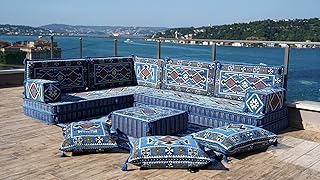 8" Thickness L Shaped Floor Couch, Arabic Sofa Seating, Floor Pillow, Corner Floor Couch, Sectional Sofa Set, Patio Furniture, Sofa Slipcovers (L Sofa Only)