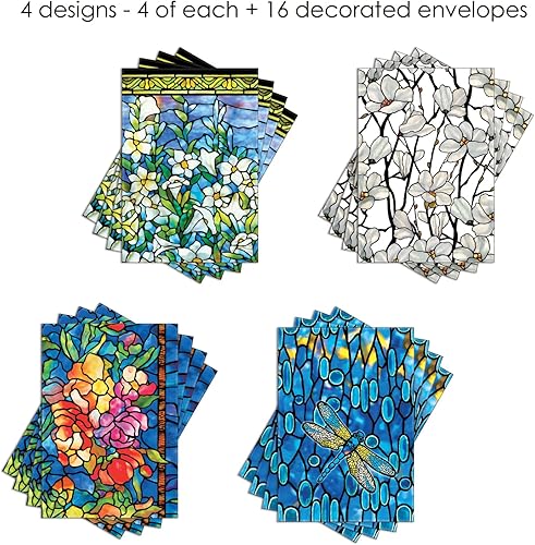 Miniatura 3 de RainCaper Fine Art - Tarjetas de felicitación de 5 x 7 pulgadas, papelería en blanco con sobres decorativos, caja de regalo, juego de 16 unidades,