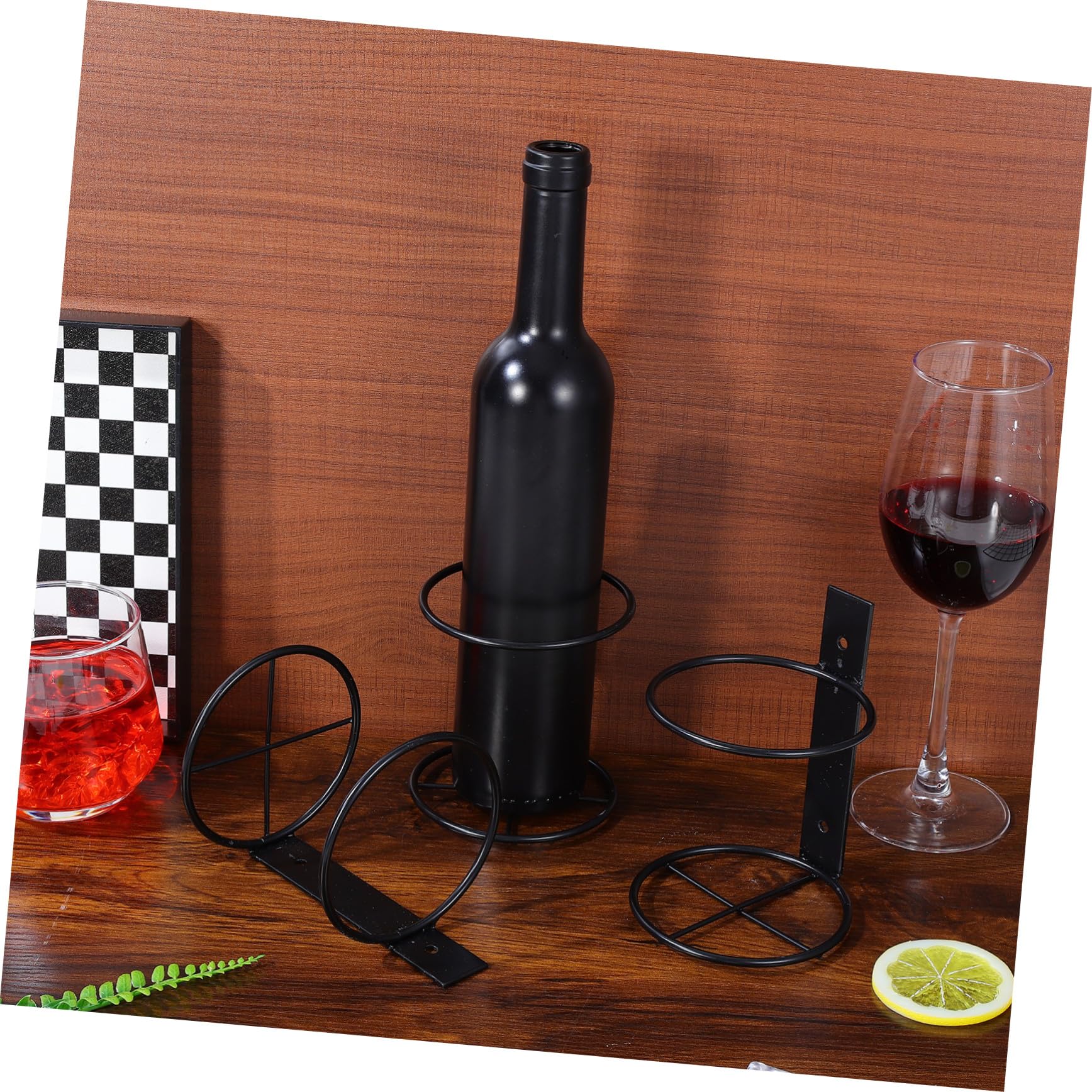 Mikinona Botellero Vino 6 Botellas de Hierro para Pared, Expositor de Vinos Funcional para Almacenamiento y Exhibición Elegante en Cocina o Bar