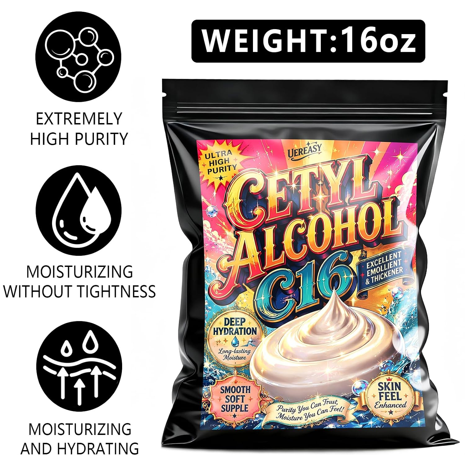 Cetyl Alcoho, Cetearyl Alcohol, Emulsifiers & Thickeners, 16 oz