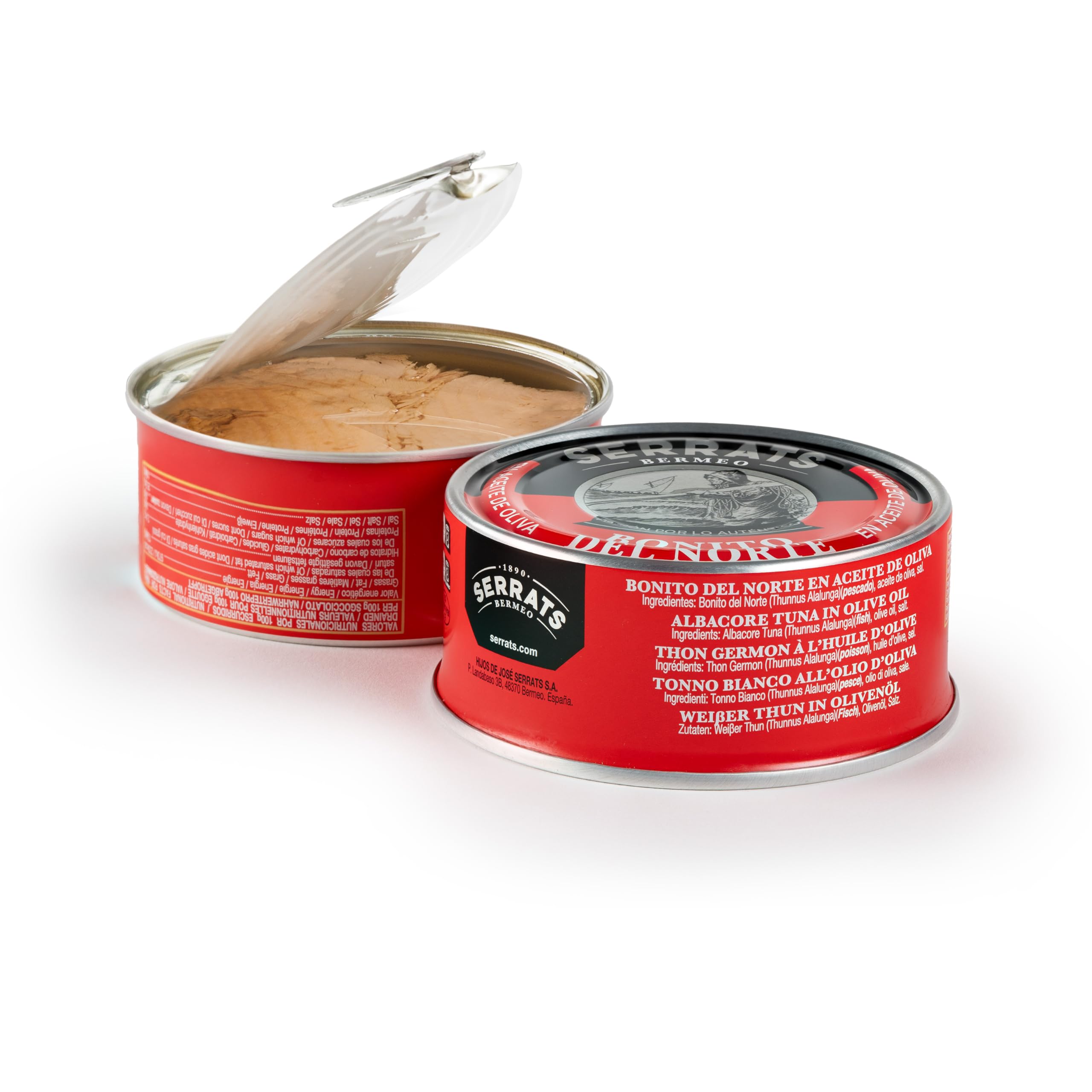 CONSERVAS SERRATS - Bonito del Norte del Cantábrico en Aceite de Oliva - 12 Latas x 250g (Total: 3000g) - Elaboración Artesanal desde 1890 - Sin Gluten - Rico en Omega 3 – Premium