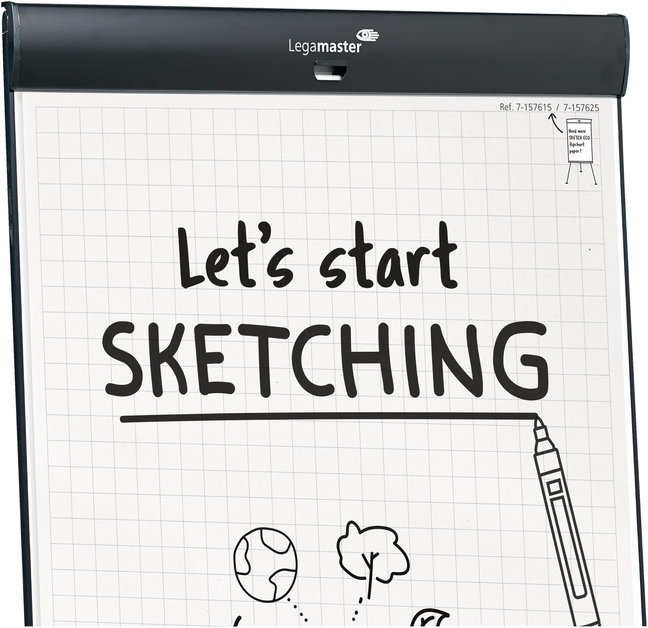 Legamaster SKETCH PRO mobiler Flipchart, magnetisch, höhenverstellbar, mit Sternfuß und Seitenarmen
