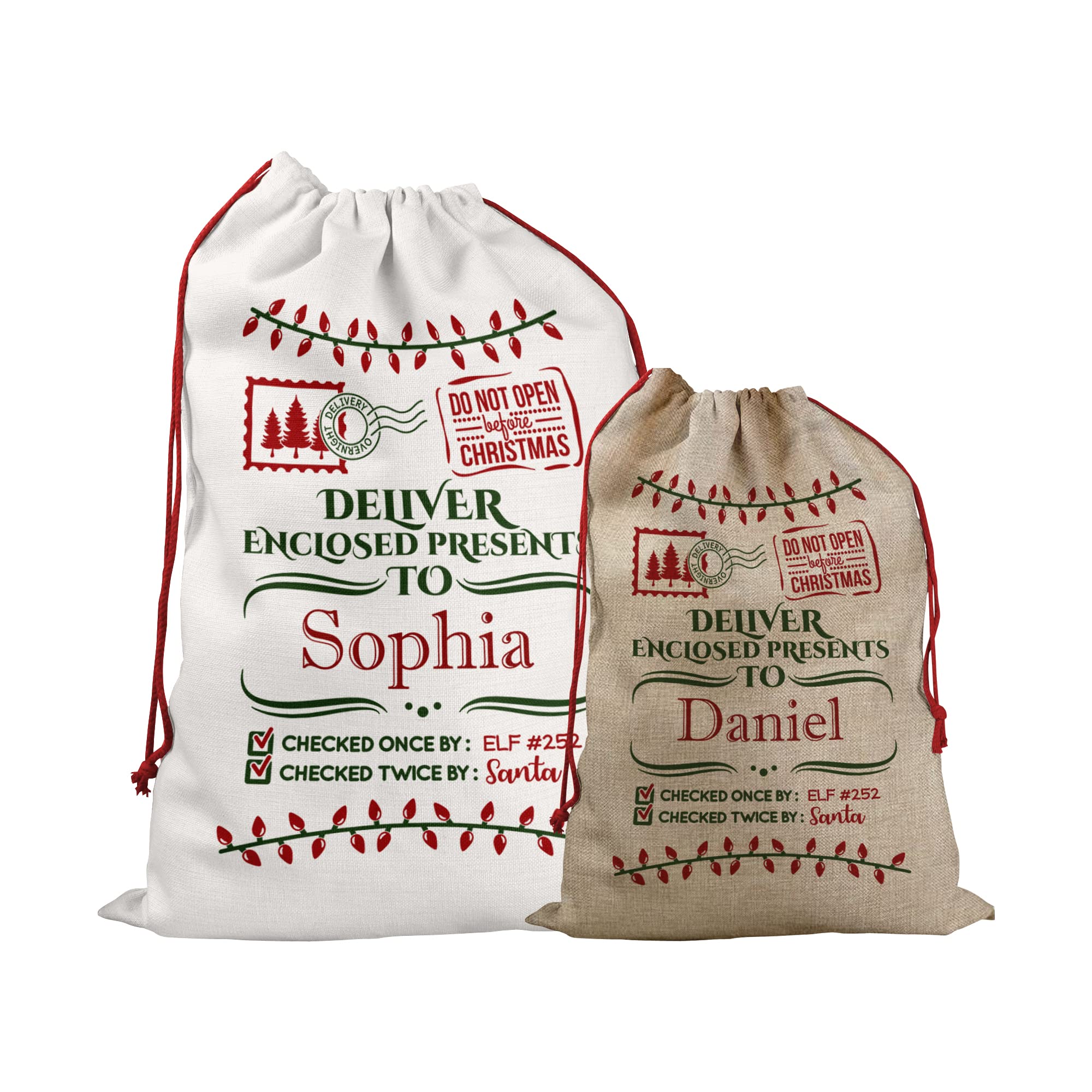 Print Maniacs Multicolor Personalised Santa Sack With Name Gift Stocking Bag North Polexmas Stocking Gift Elf Secret Special Kids Children Presents Gifts Fun (Delivery Enclosed Presents)
