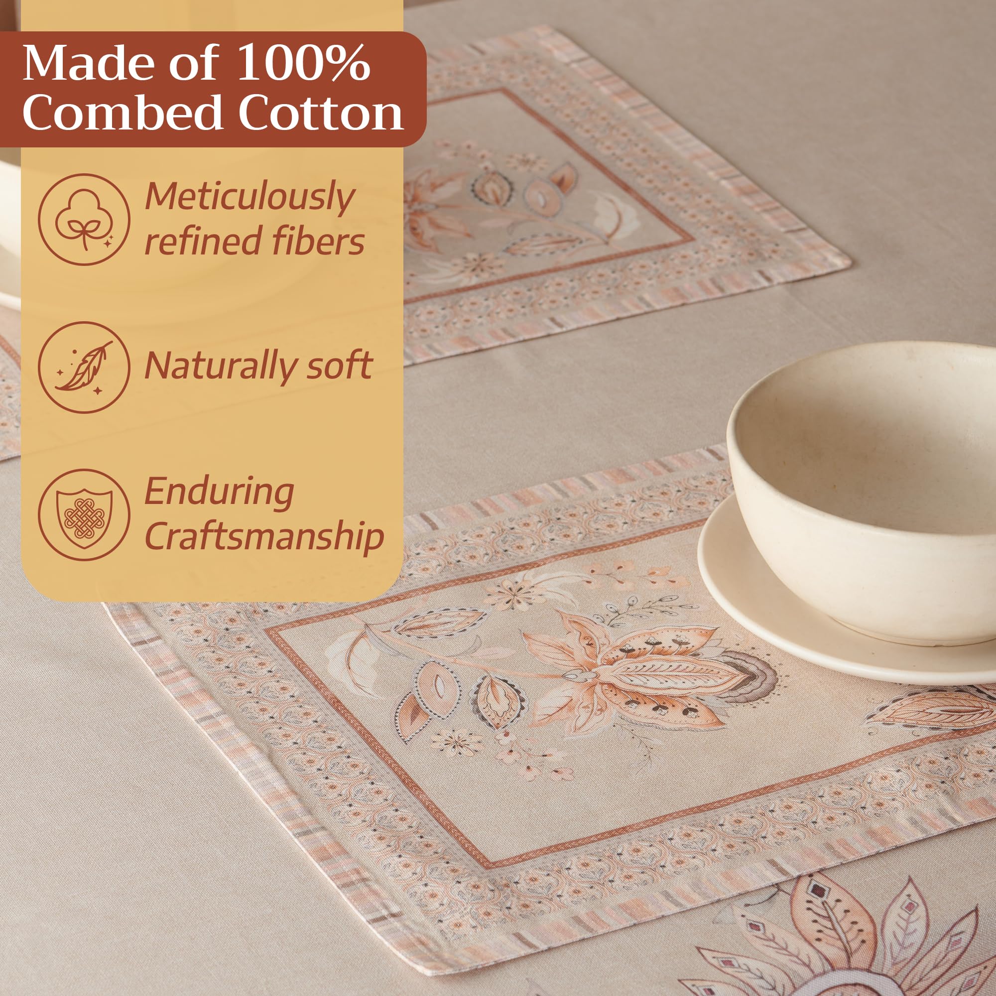 Maison d' Hermine Platzsets, 100 % gekämmte Baumwolle, Premium-Set, 4 Stück, dekoratives waschbares Stoff-Platzset, Esszimmer, Buffet-Partys und Camping – Society Florals (33 x 48,3 cm)