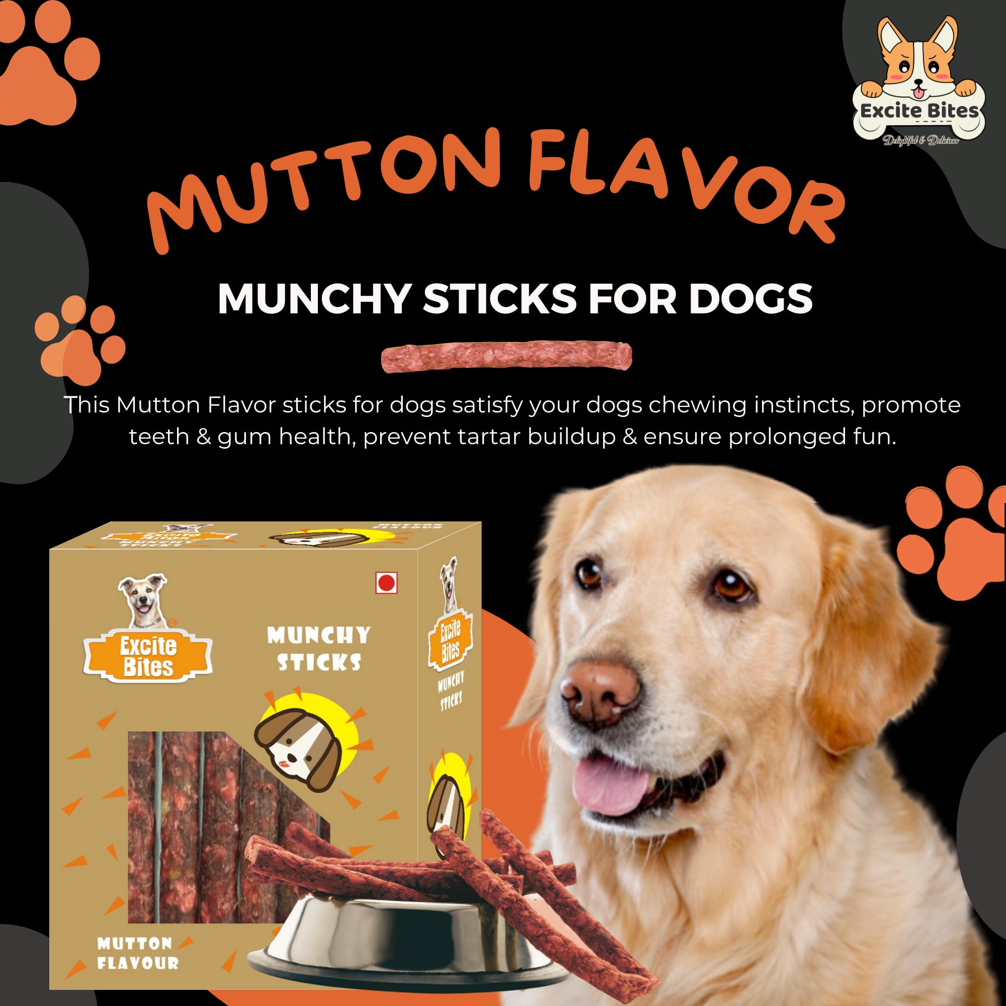 Excite Bites Mutton Flavor Munchy Sticks - 450 g Dog Chews 1