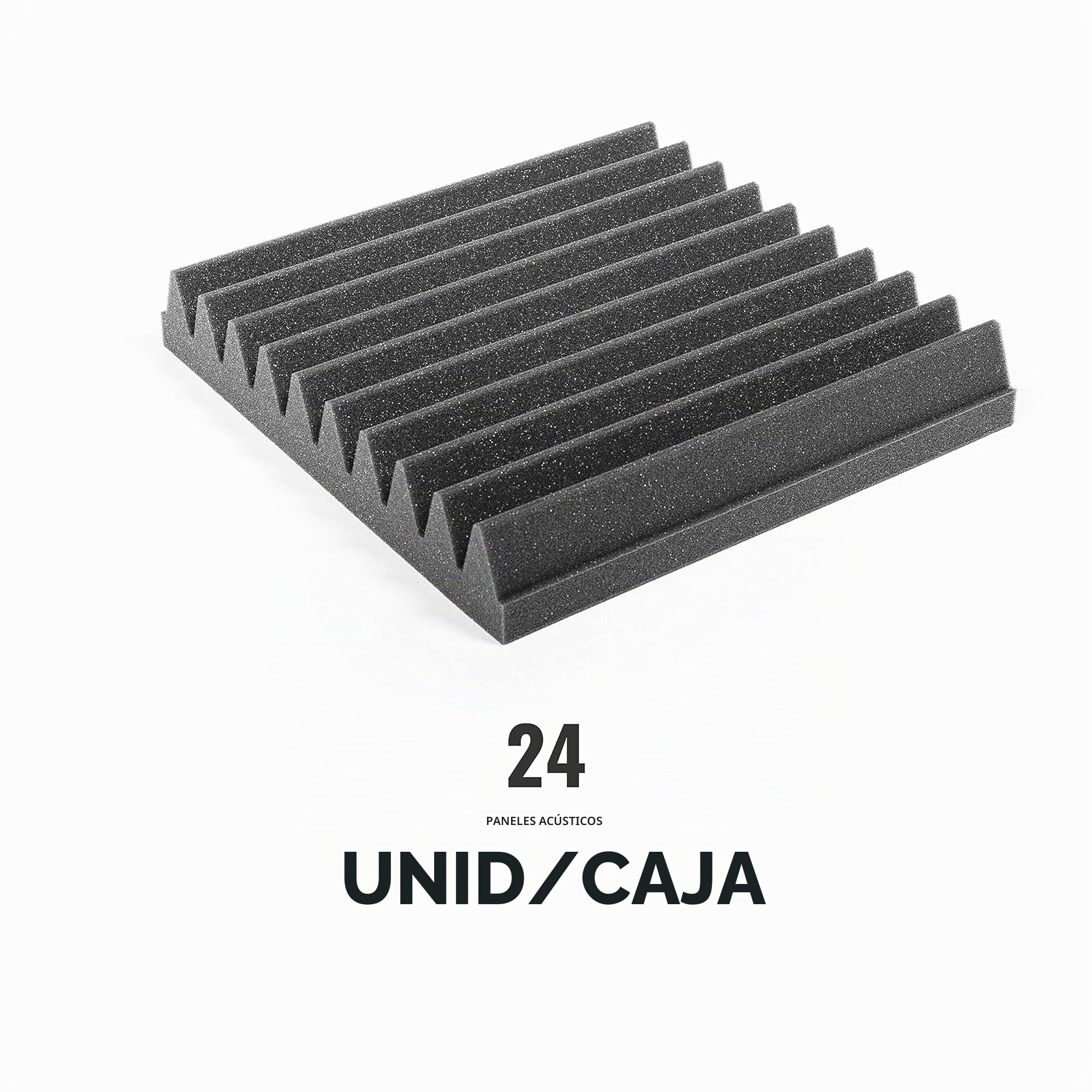 ACOUSPANEL Espuma Acústica Pack 24 Paneles Acústicos Sin Comprimir de 30x30x4cm Gris Antracita Ignífugo