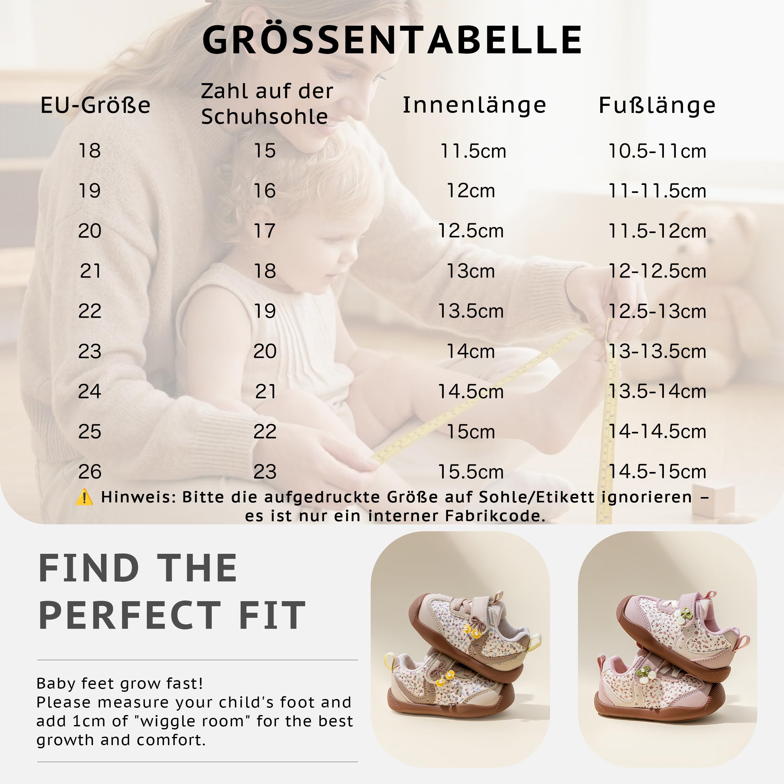 Baby Lauflernschuhe Jungen Mädchen Leichte Turnschuhe mit Rutschfester Gummisohle Atmungsaktiv Weiche Sohle Breite Zehenkammer für Kleinkinder Indoor Outdoor
