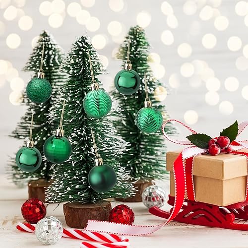 Miniatura 6 de 60 esferas de Navidad color verde esmeralda, adornos de plástico de 1.57 pulgadas, adornos de árbol de Navidad con lazo para colgar, para fiestas de