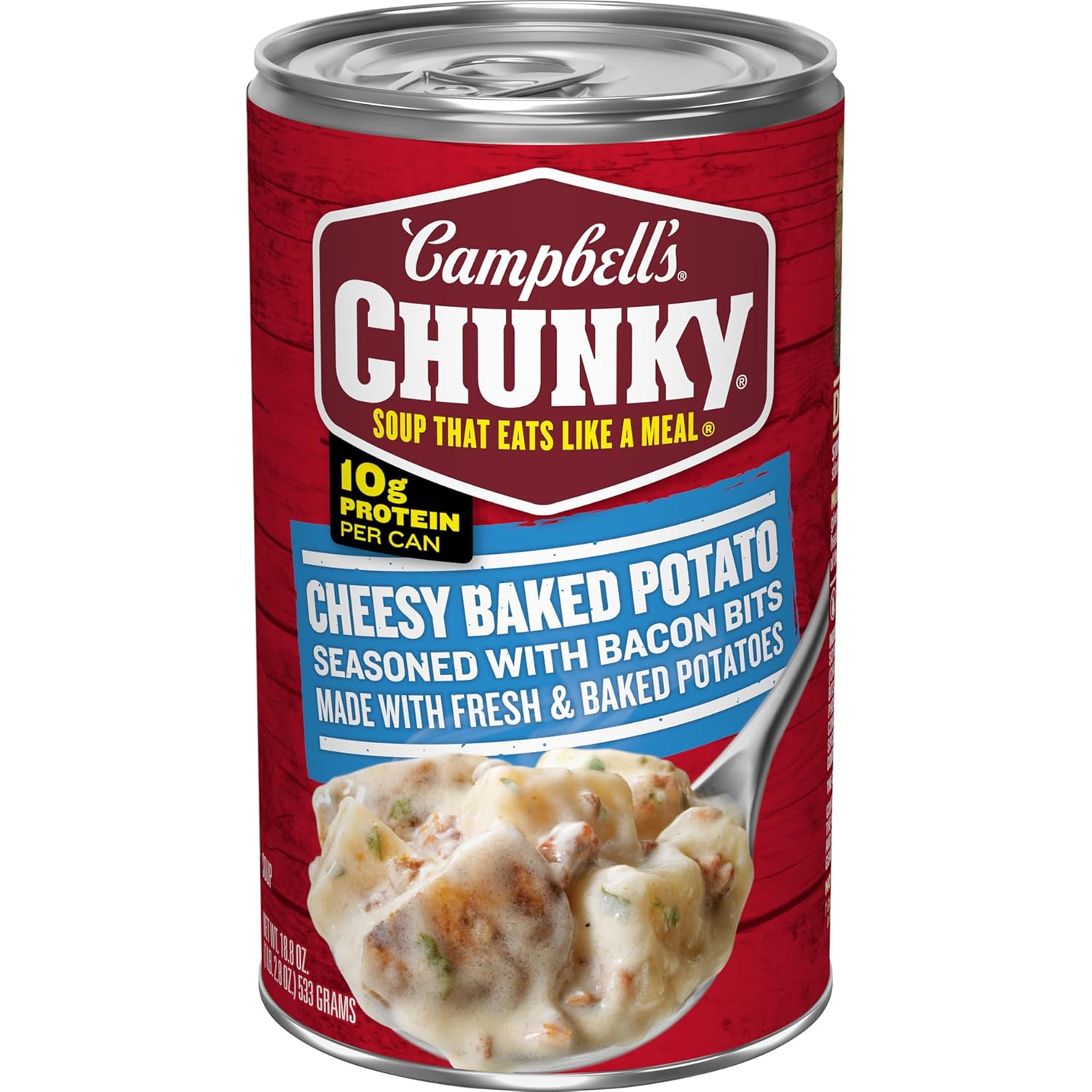 Campbell's Chunky Baked Potato with Cheddar & Bacon Bits Soup, 18.8 oz Can - Hearty 10g Protein Comfort Food