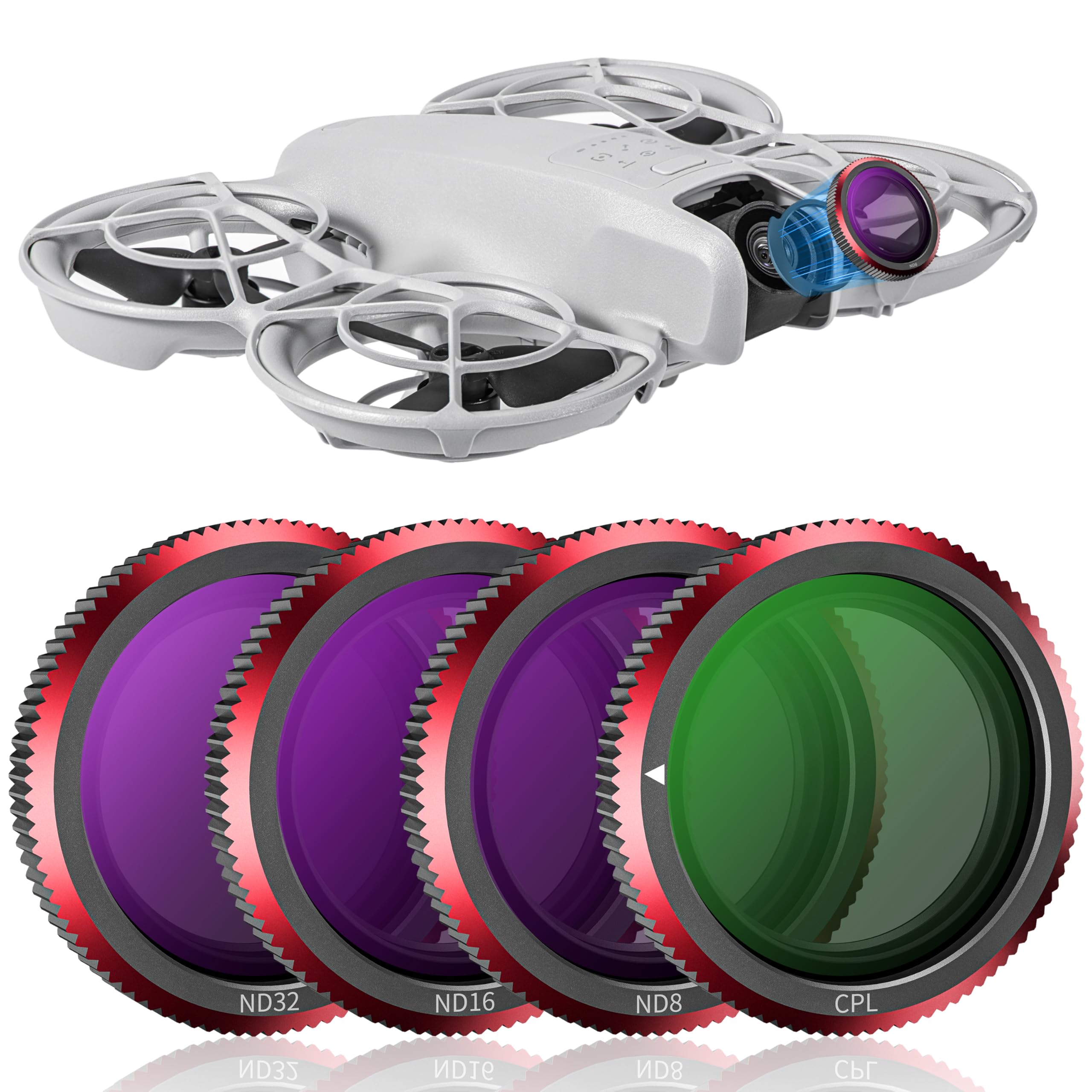 Set 6 Filtri Per Drone DJI Neo - HD Optical Glass, CPL, UV, ND8, ND16, ND32, ND64, Leggeri 0.5g, Per Foto Aeree - 4