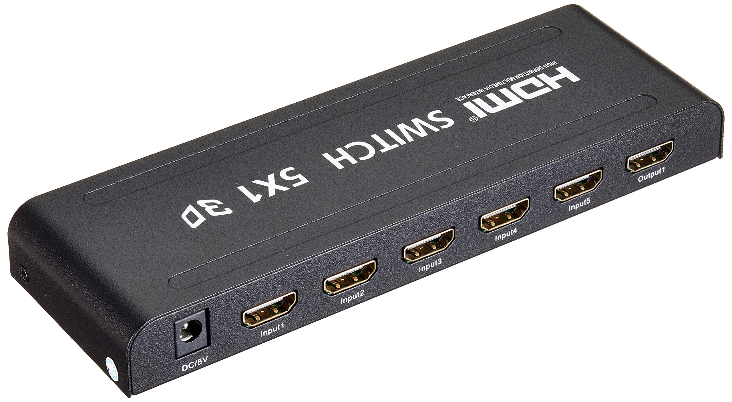 PremiumCord HDMI przełącznik 5:1 z pilotem zdalnego sterowania i zasilaczem sieciowym, metalowa obudowa, przełącznik ze statusem LED, rozdzielczość wideo Full HD 1080p 60Hz, 3D, HDCP, kolor czarny