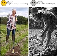 Vista 3 de BsBsBest Herramienta de jardín de azada de estribo con mango largo ajustable de 42 pulgadas, ideal para malas hierbas en el patio trasero, huerto