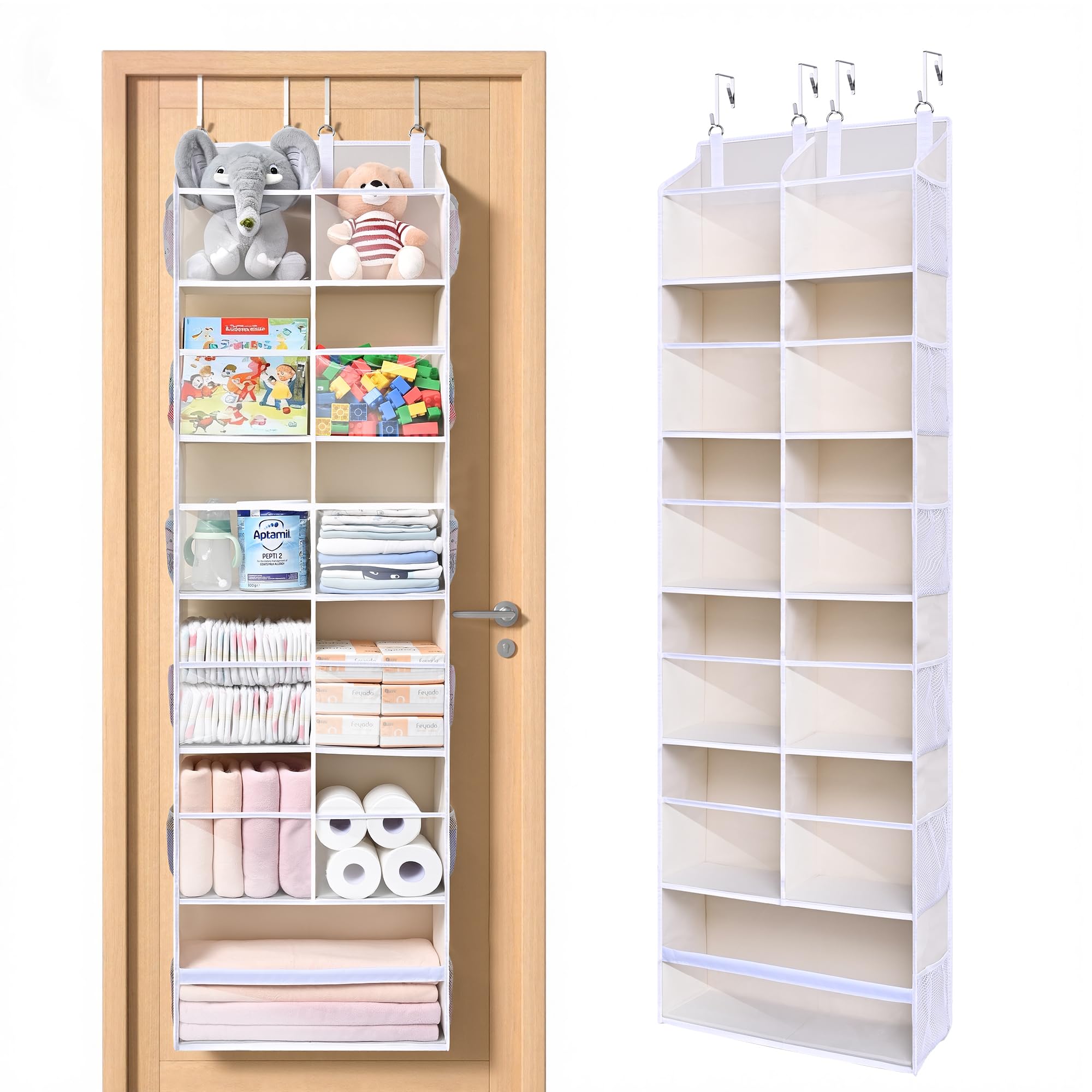 ULG Over the Door Organizer, 6-Tier Hanging Storage with Clear Windows, 19 Pockets for Closet,Bathroom &amp; Nursery Door Organizer