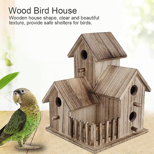 Miniatura 2 de Casa de pájaros de madera para colgar en casa de pájaros para exteriores, pájaros, pinzones, gallineros, golondrinas, bricolaje, niños, educativo,
