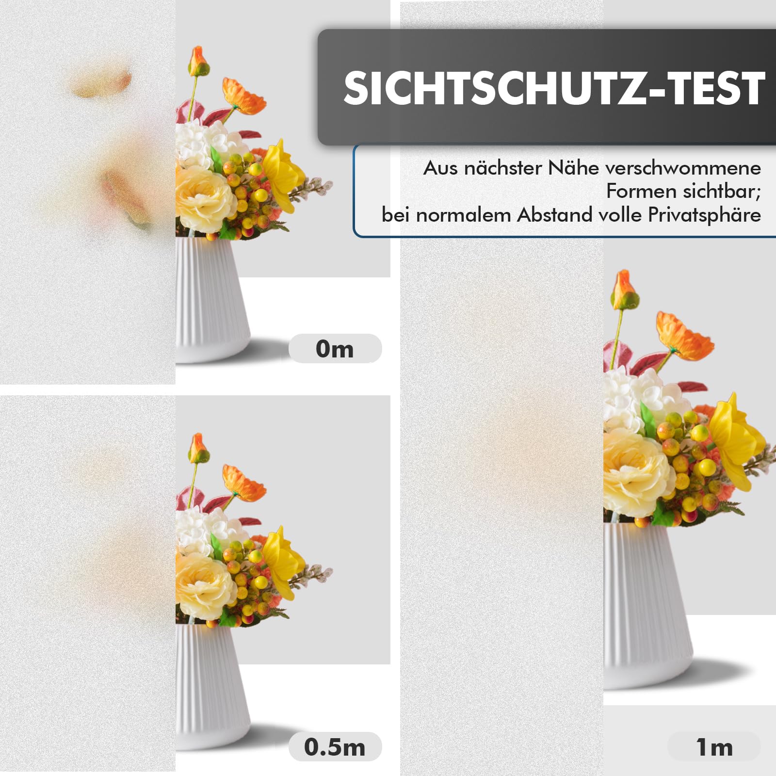 shinfly Fensterfolie Blickdicht 90 x 400 cm, Milchglasfolie Selbsthaftend Statisch Haftend, Sichtschutzfolie Fenster Innen ohne Kleber, Anti-UV Folie für Bad Büro Wohnzimmer(Matt)