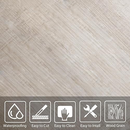 Miniatura 7 de W&S - 24 azulejos de madera envejecida beige para salpicaduras, azulejos de aspecto de madera para caravana, sala de estar, pared de acento, paneles