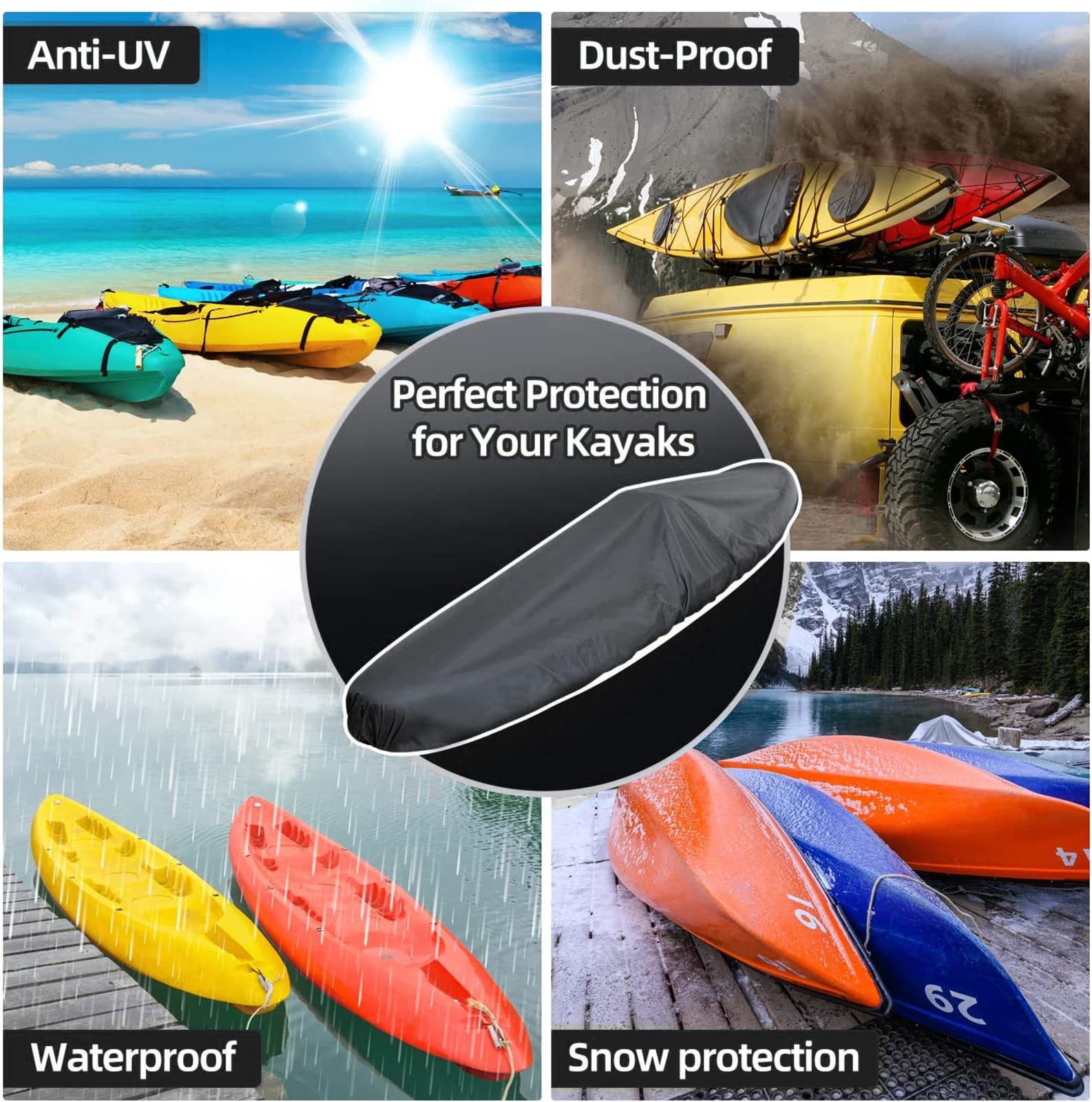Amazon.co.jp: TROONZ 420D カヤックカバーボートカバー 防水 防塵 UV 