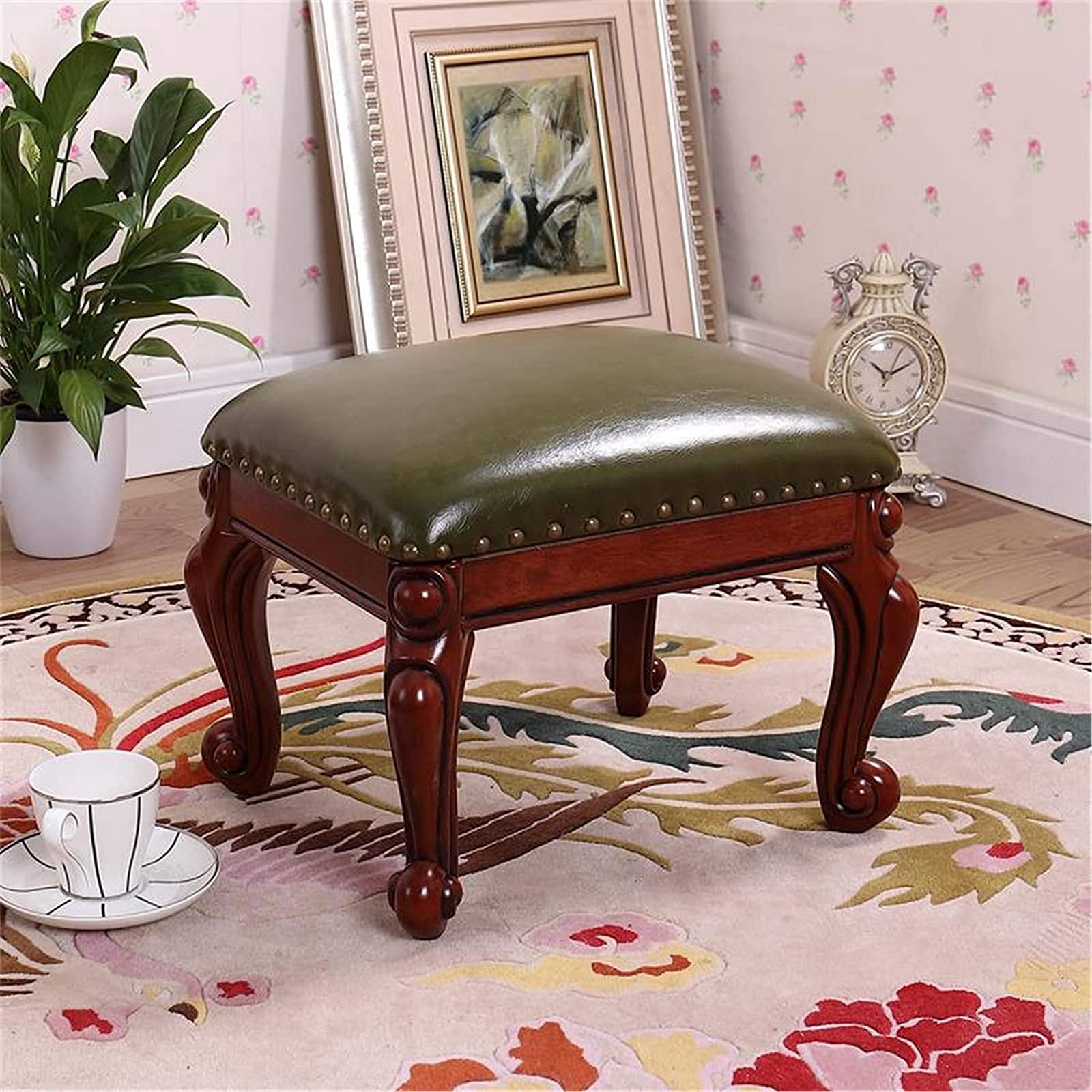 Pouf en similicuir rembourré, petit siège déco haut de gamme