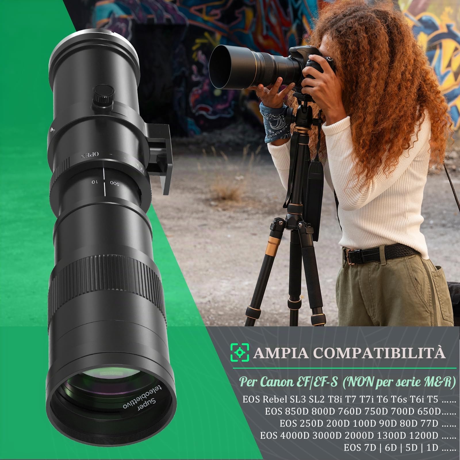 Lightdow EF 420mm-800mm F8.3 Obiettivo Manuale per Canon EF EF-S Mount, Teleobiettivo Professionale a Corpo Metallico, per Cannon EOS 90D 7D 6D 5D Mark II/III/IV, Rebel T7 -Nero