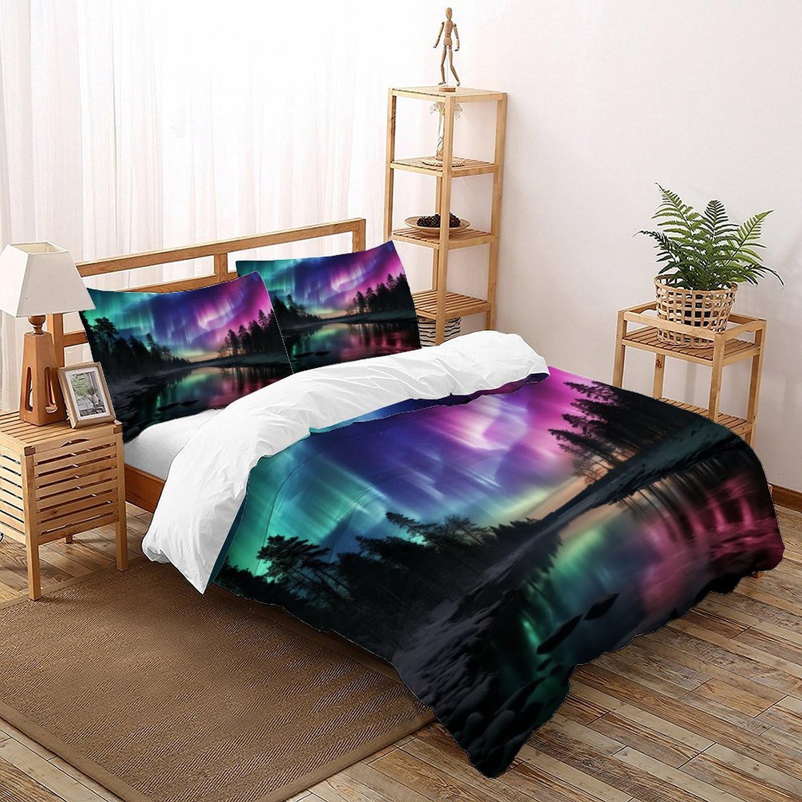 Housse de couette imprimée pour une atmosphère apaisante de nuit polaire
