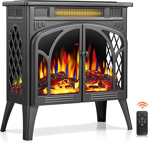 Miniatura 7 de ZAFRO Calentador eléctrico de chimenea de 24 pulgadas, 5100 BTU independiente con control remoto y temporizador, color de llama ajustable, 500 W1500