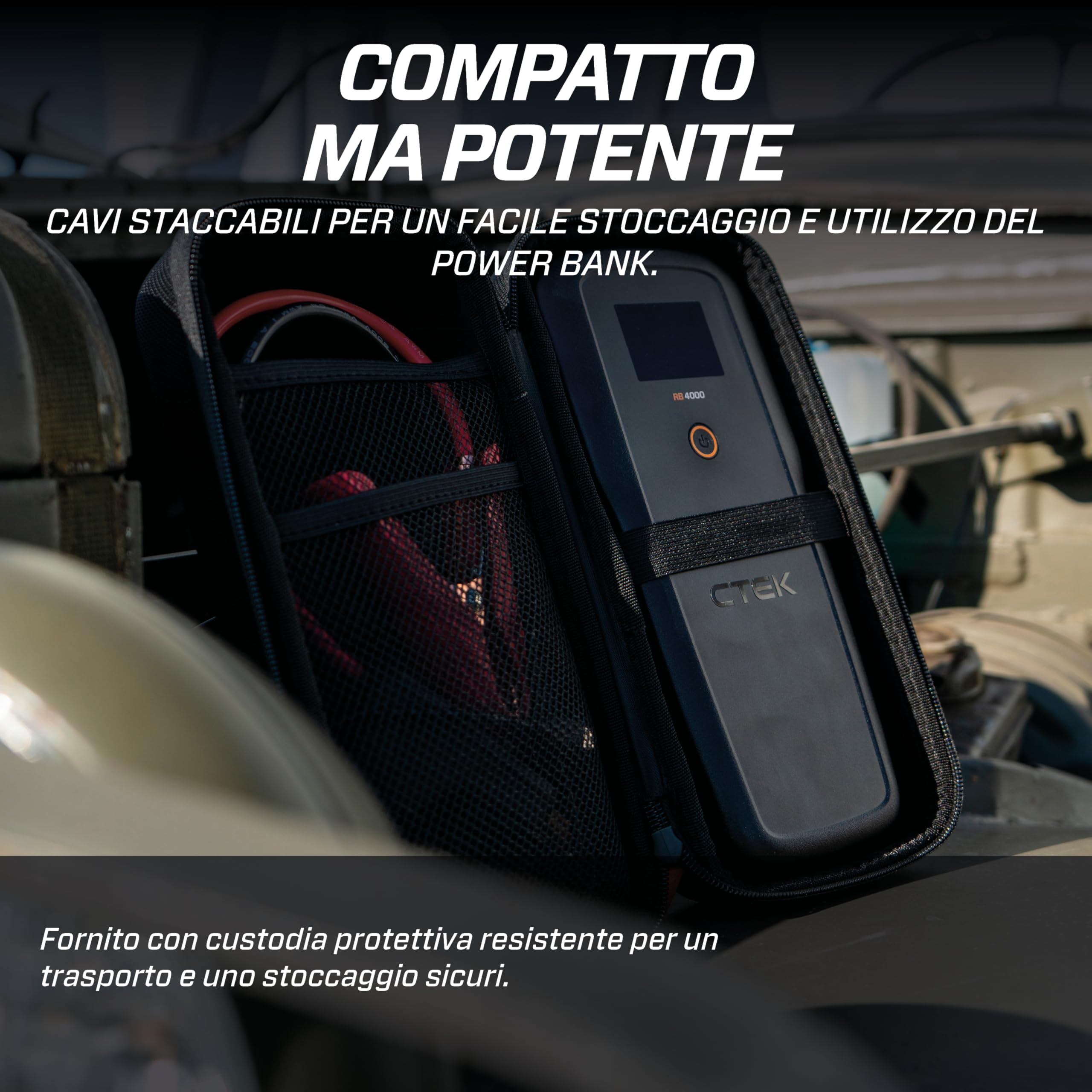 CTEK RB 4000 Avviatore Portatile – Corrente di Picco Batteria 4000A, Booster per Batterie 12V in Veicoli Diesel e Benzina