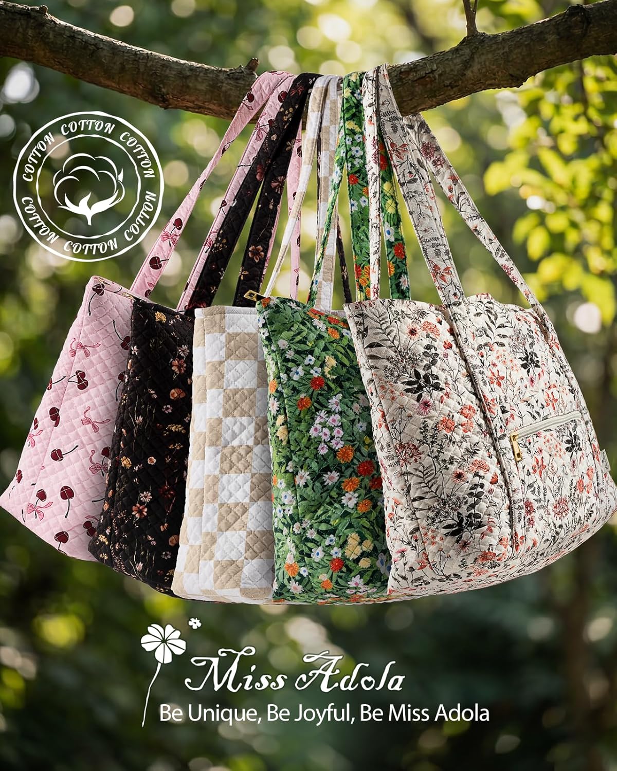 Miss Adola Quilted Tote Bag with Zipper - Laptop Tote Bag for Women, Large Capacity with Pockets for Work Teacher Travel - Image 3