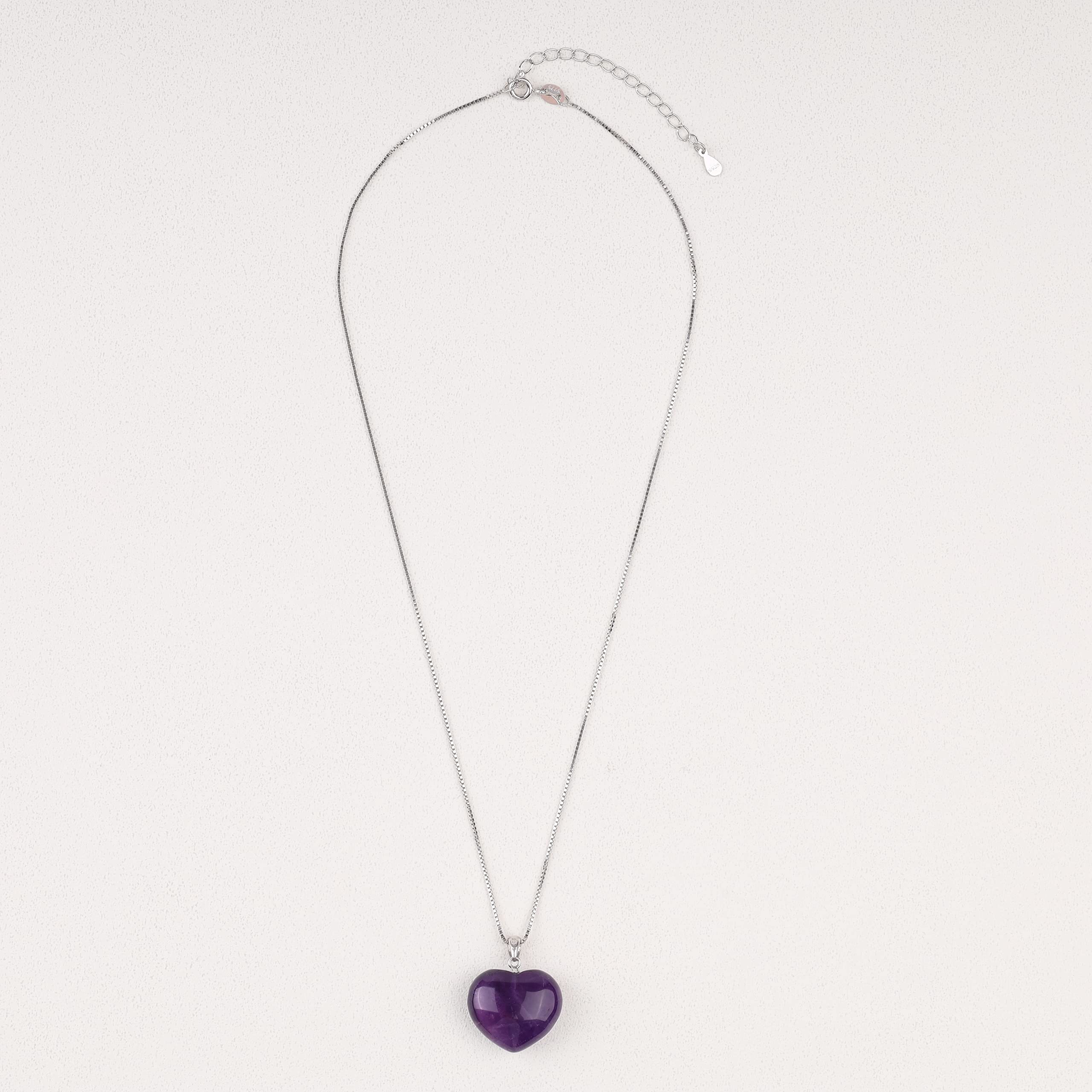 COAI Collar para Mujer de Plata 925 con Colgante Corazon de Piedras Naturales