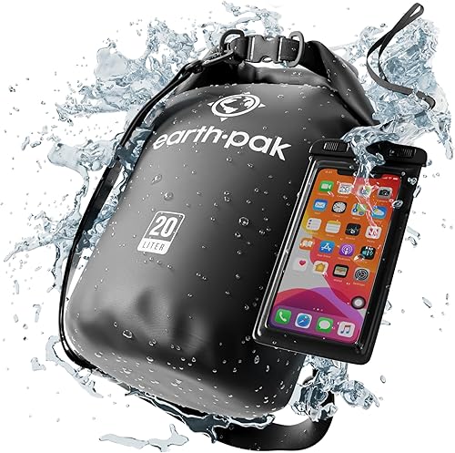 Earth Pak - Bolsa seca impermeable enrollable que mantiene el equipo seco, para kayak, rafting, canotaje, senderismo, campamento y pesca, con funda