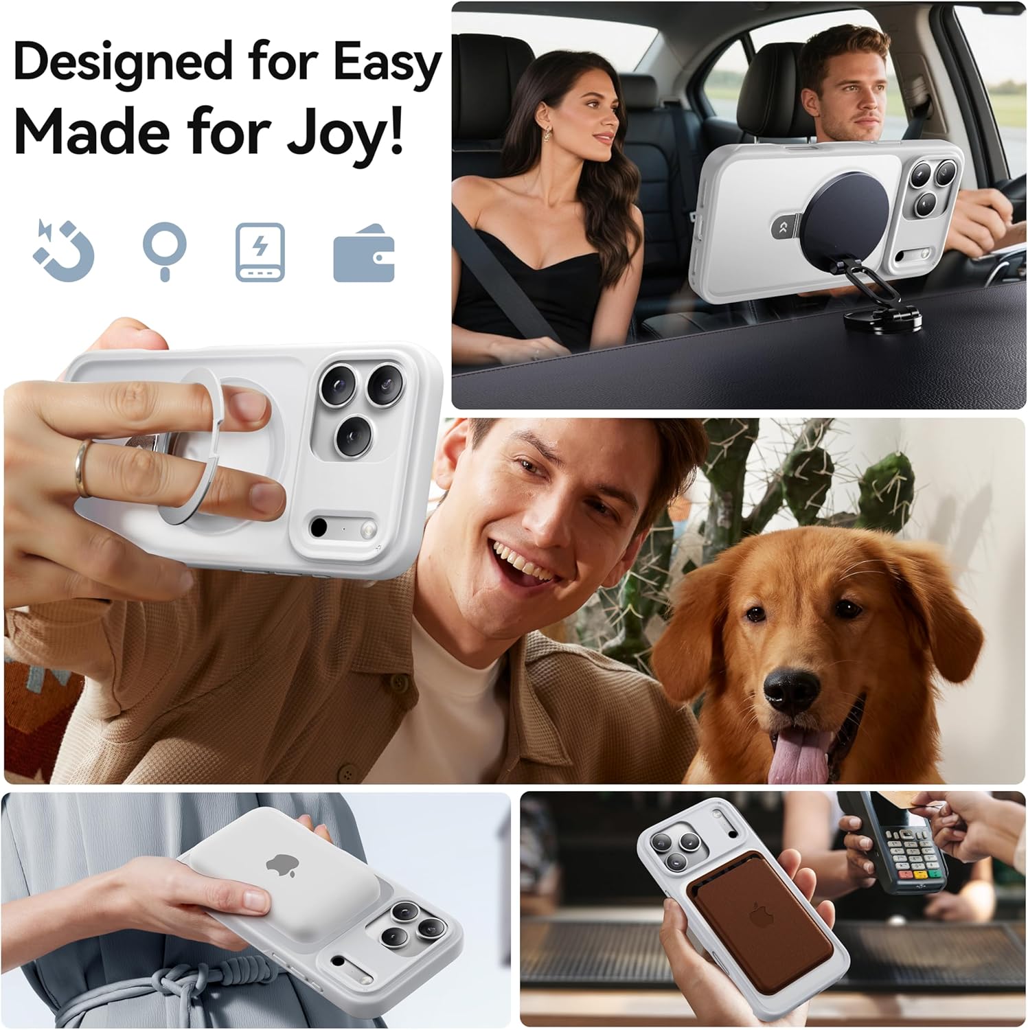 CASEKOO Ultra-Magnetic Stand for iPhone 17 Pro Max Case [Military Drop Protection] [Compatible with MagSafe] Shockproof Translucent Matte Slim Ring Holder Case for iPhone 17 ProMax 6.9", White - Image 4