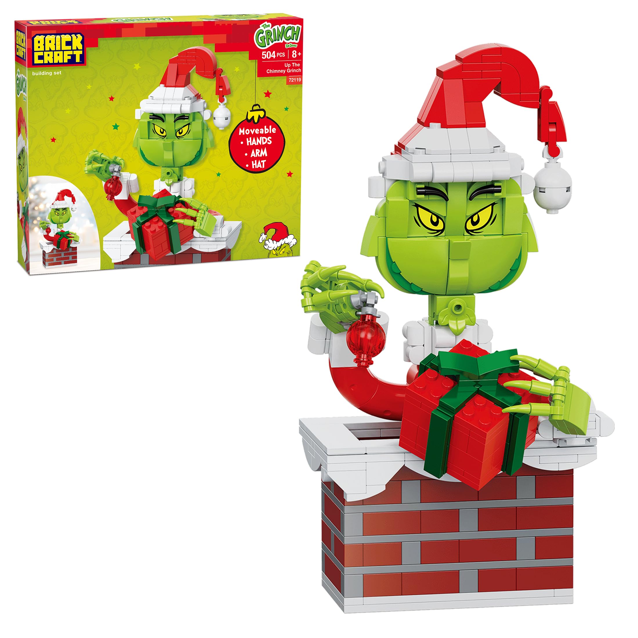 Brickcraft Grinch Max Dog Building Set - 135 Piece Brick Decoration With Antler Headpiece