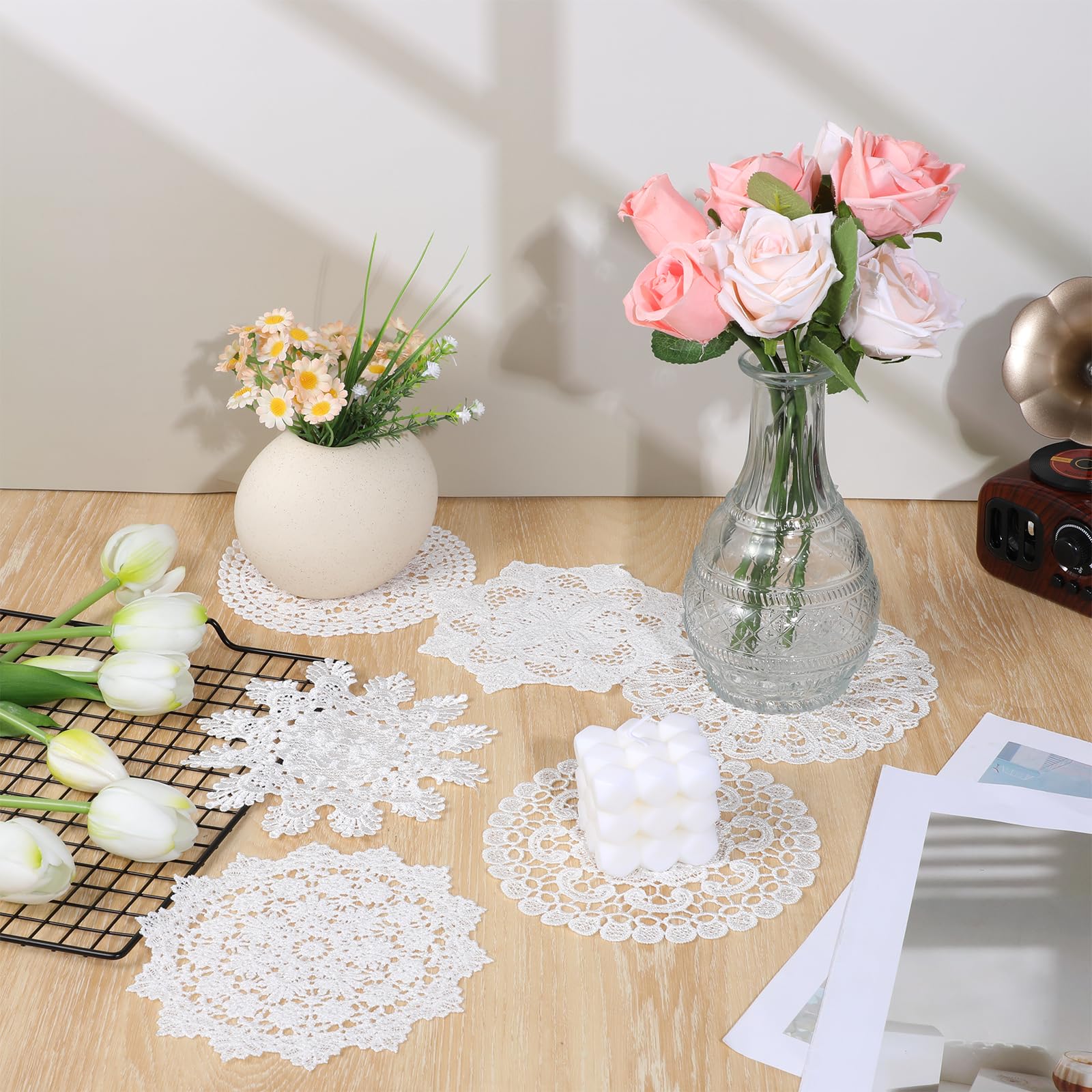 Amazon.com: Lace Doilies for Tables, 6 Pcs 6 Inch Vintage Crochet Doilies  Handmade Round Lace Placemats Rustic Table Decor for Kitchen Dining Room  Dressers Wedding Birthday Party Decoration (White): Home & Kitchen