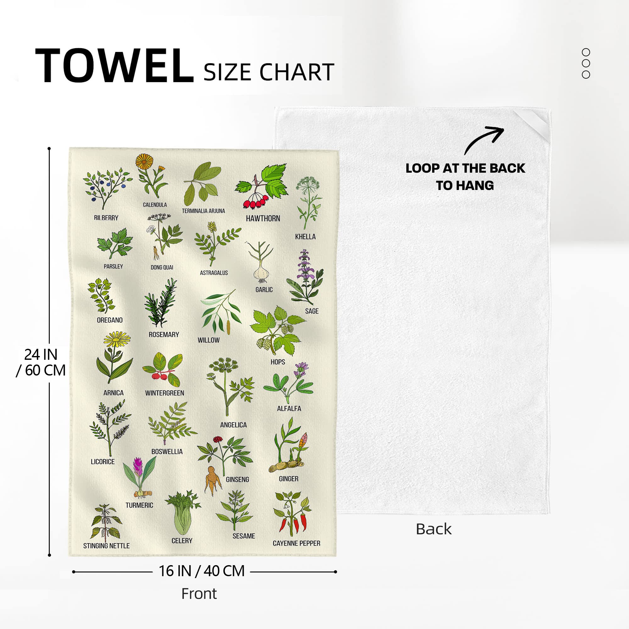 Bapcoku Cute Herbs Botanic Garden Plants Kitchen Dish Towels Set of 2, Ultra Soft Absorbent Hand Drying Baking Cooking Cloth, Spring Summer Holiday Home Decor 16'' x 24''