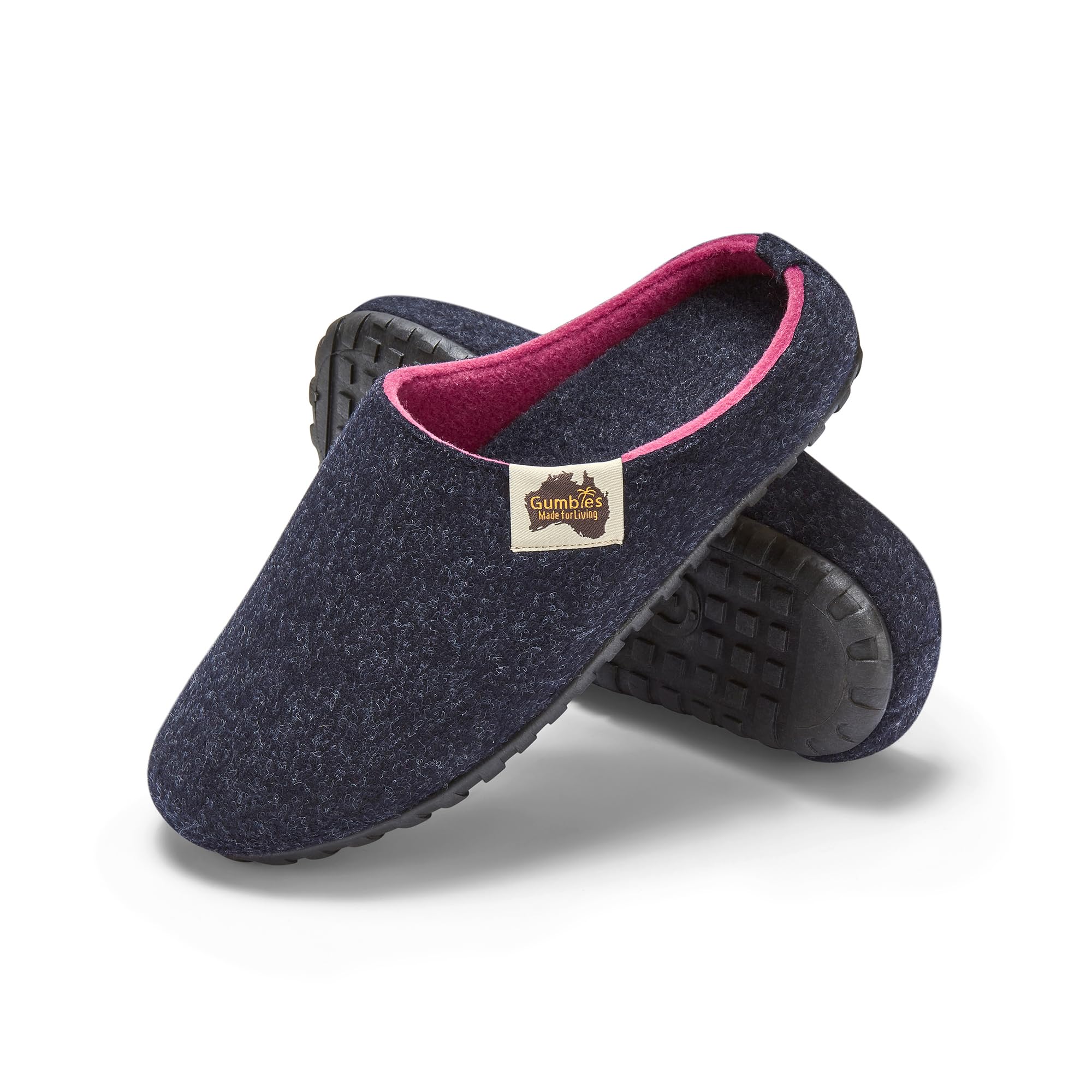 Gumbies Hausschuhe aus recycelten Materialien - rutschfeste & stabile Sohle, herausnehmbare Einlegesohle, wärmehaltend, für drinnen & draußen geeignet - Navy Pink, 40