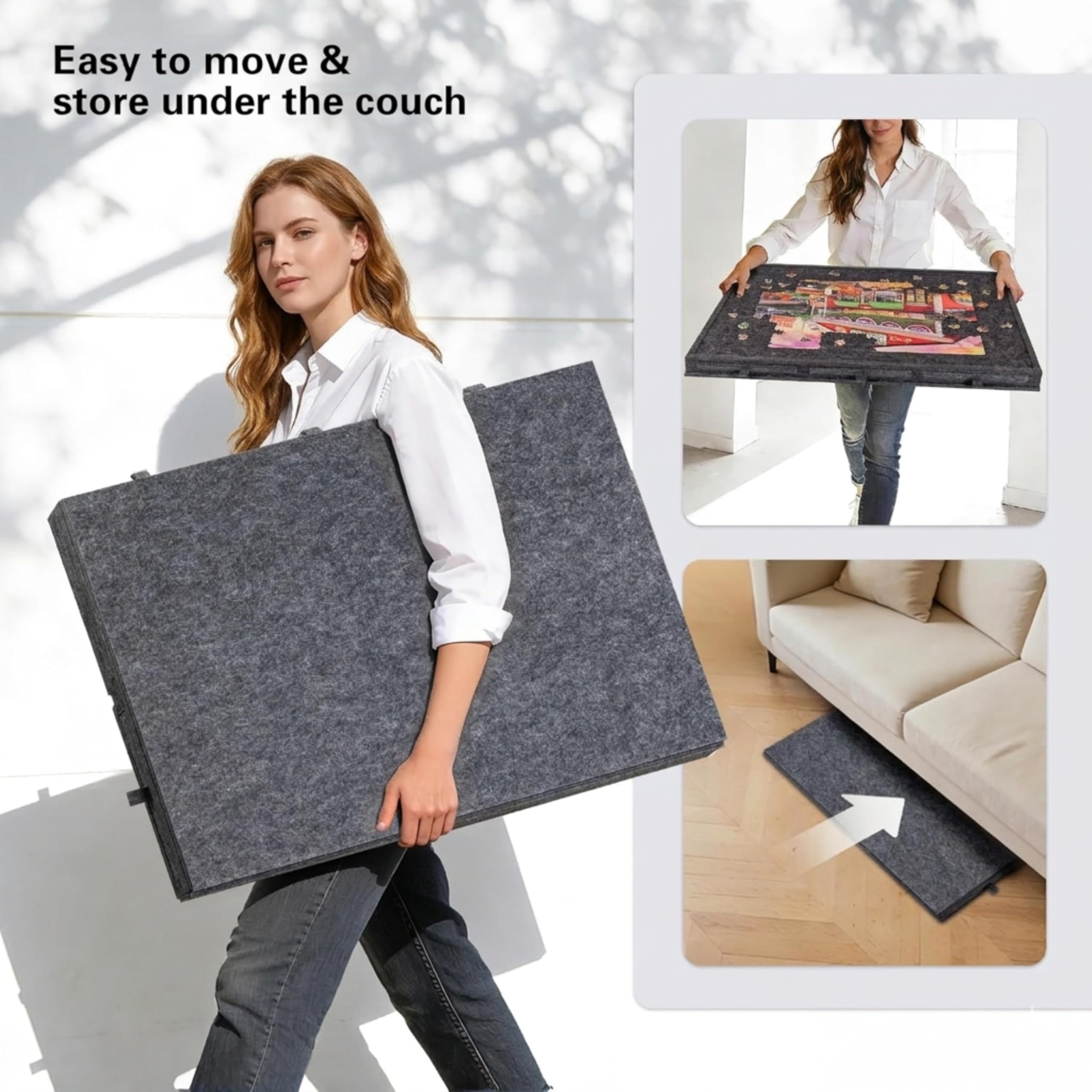Malau Plateau Puzzle 1000 Pièces avec Tiroirs et Housse – Table à Puzzle Inclinable 77 x 53 cm Gris