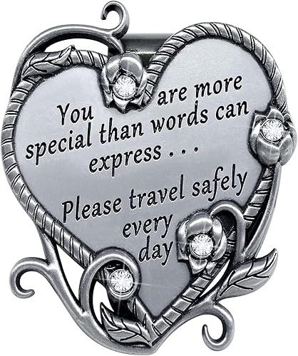 Clip de visera en forma de corazón con incrustaciones de piedras preciosas, clip de visera de ángel de la guarda, un talismán elegante para la