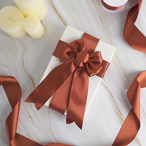 Miniatura 4 de MEEDEE Cinta de satén óxido  Cinta de satén de doble cara de 2 pulgadas por 25 yardas para Acción de Gracias, decoración de otoño, coronas, lazos,