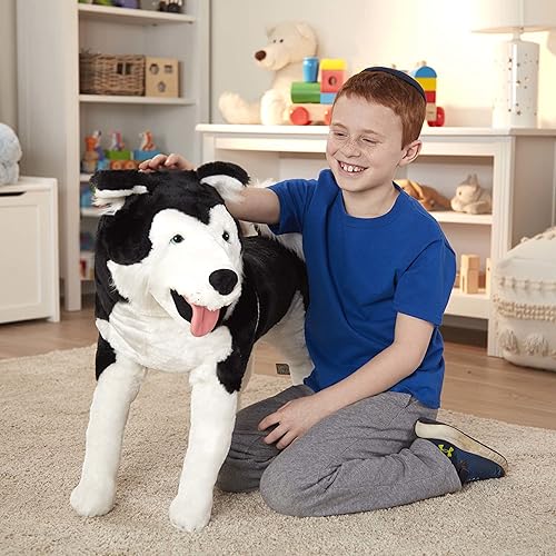 Miniatura 8 de Perro de peluche realista Melissa  Doug raza husky siberiano gigante más de 2pies de altura