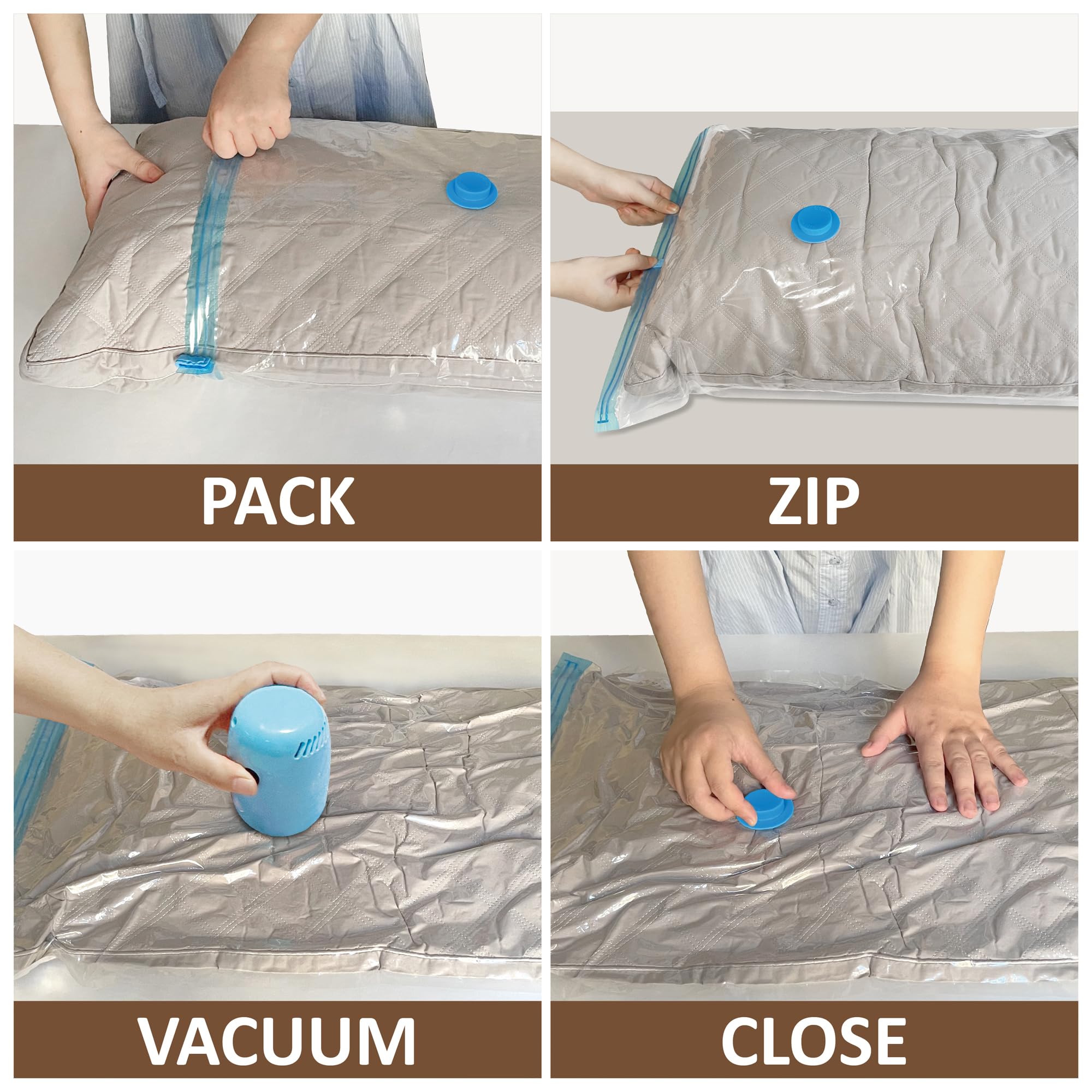 MattEasy Bolsas de almacenamiento al vacío con bomba eléctrica, paquete de 20 (3 jumbo, 3 grandes, 7 medianas, 7 pequeñas), bolsas de ahorro de espacio con bomba, bolsas selladas al vacío para ropa,