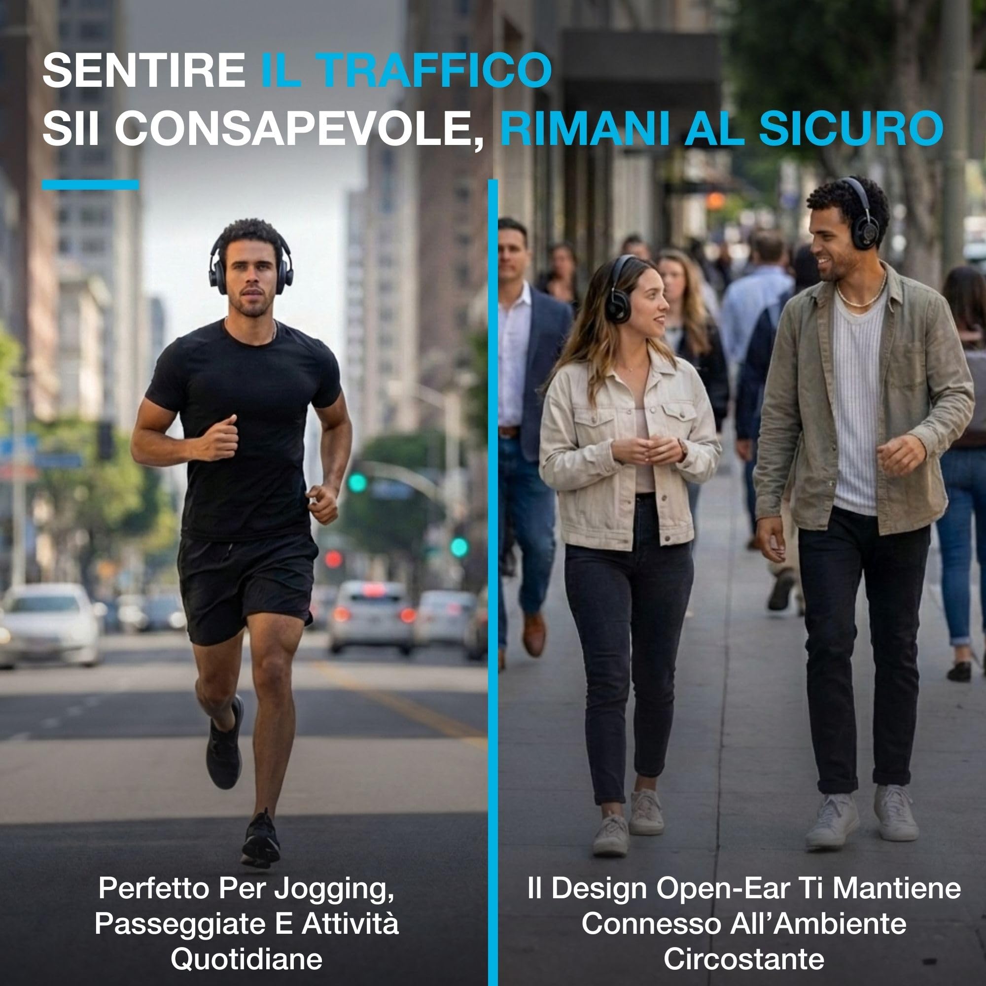 JLab JBuds Open Ear Cuffie Wireless - Bluetooth 24H+, Nero | Cuffie Aperte Bluetooth, 24H+ di Autonomia, Doppi Driver, Audio Personalizzato, Traspirante