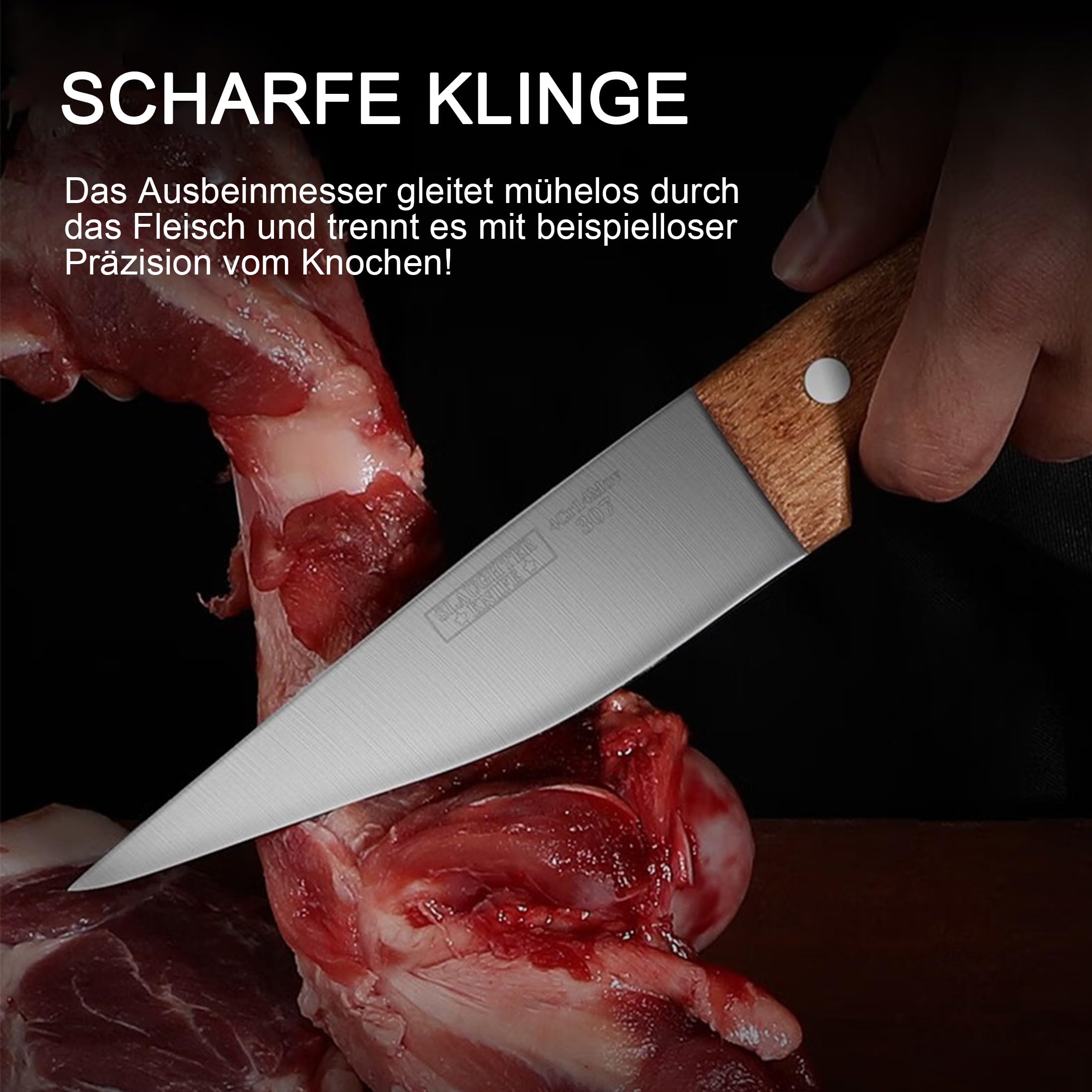 Plys Cuchillo para cortar huesos 13,5 cm, cuchillo para deshuesar carne, mango antideslizante