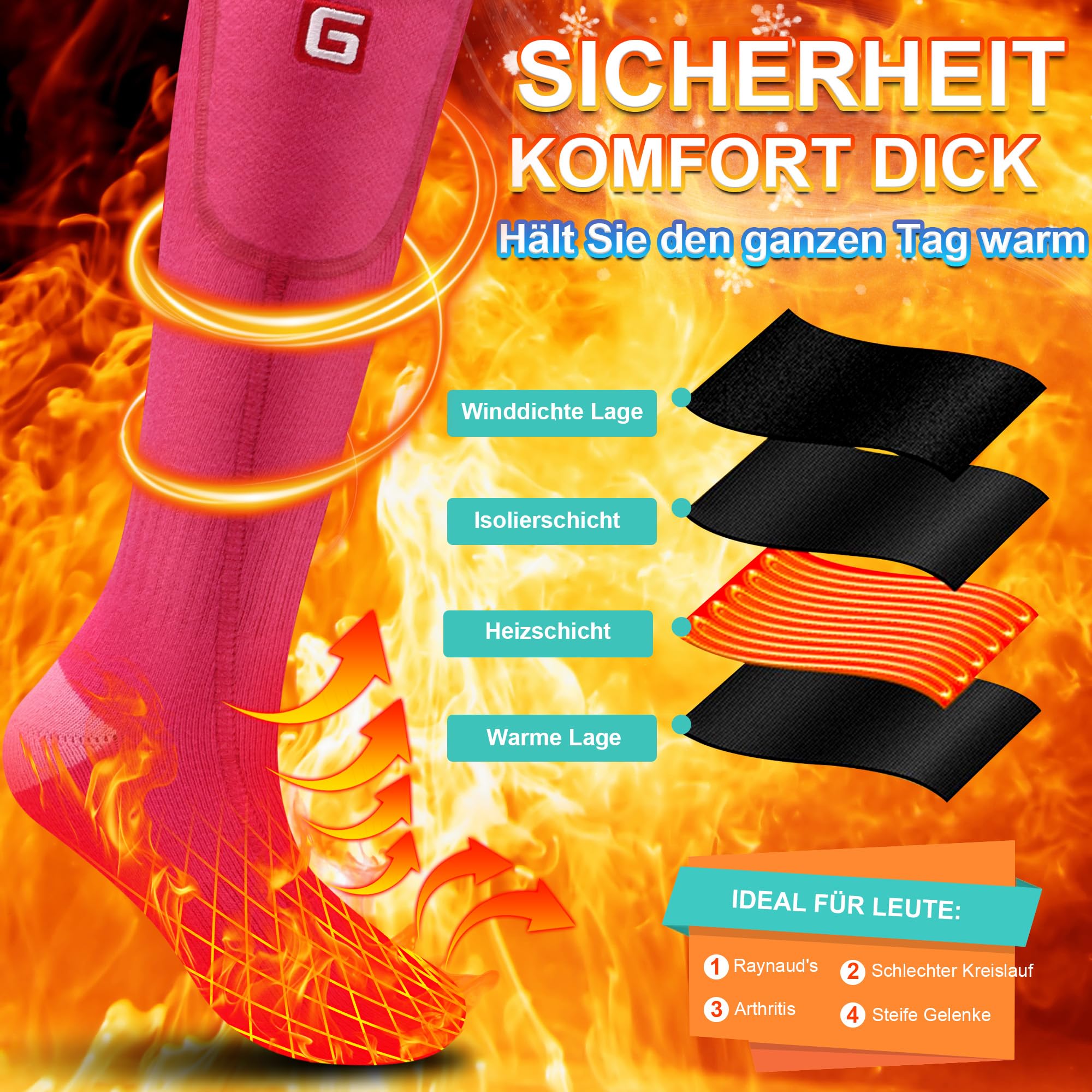 Svpro Calcetines calefactables, calcetines calefactables recargables hombres mujeres batería calefacción calcetines térmicos clima frío calcetines calentados para esquiar al aire libre invierno