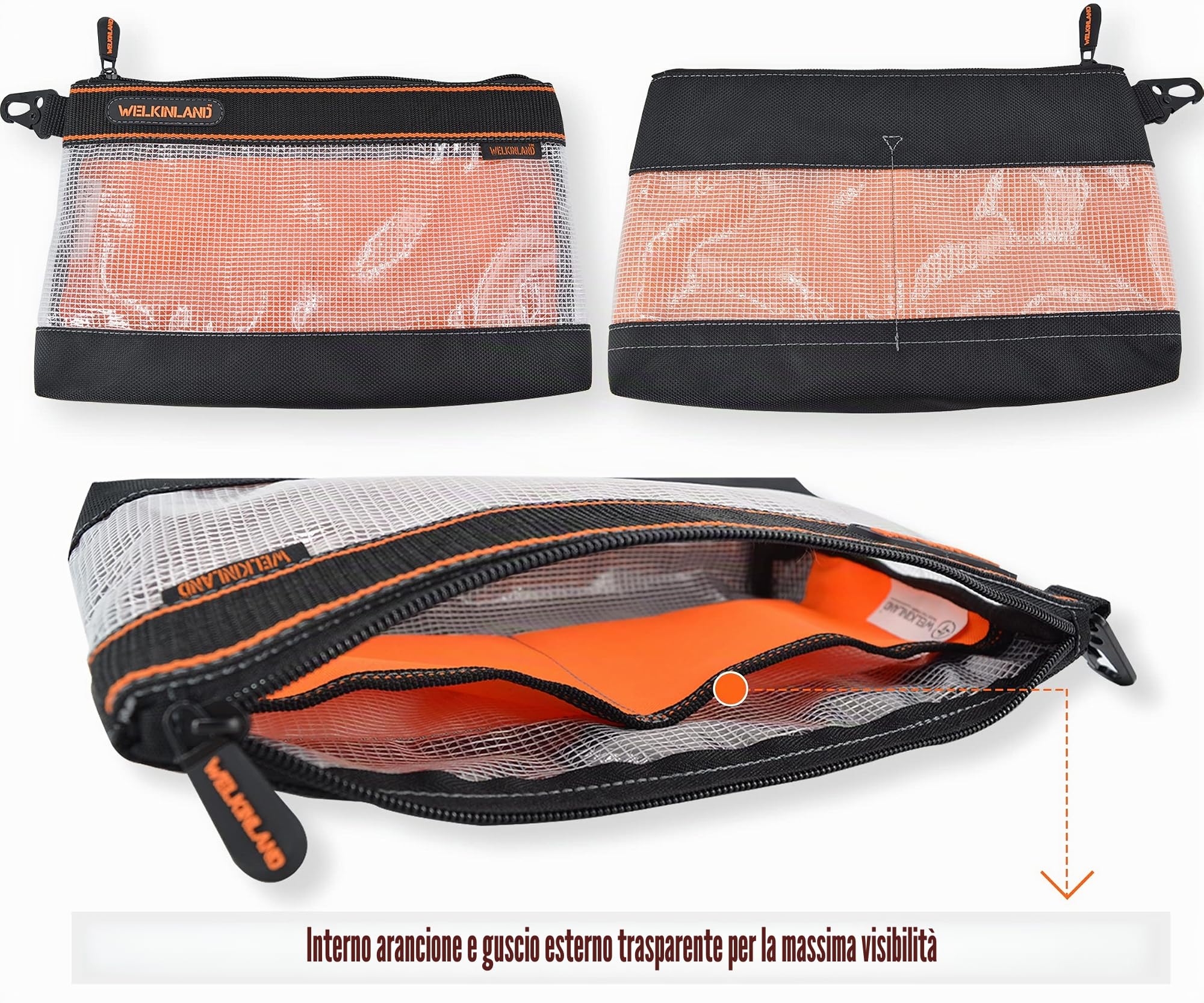 Set di 4 buste trasparenti con cerniera da 33 cm, piccola borsa per attrezzi, mini borsa per attrezzi