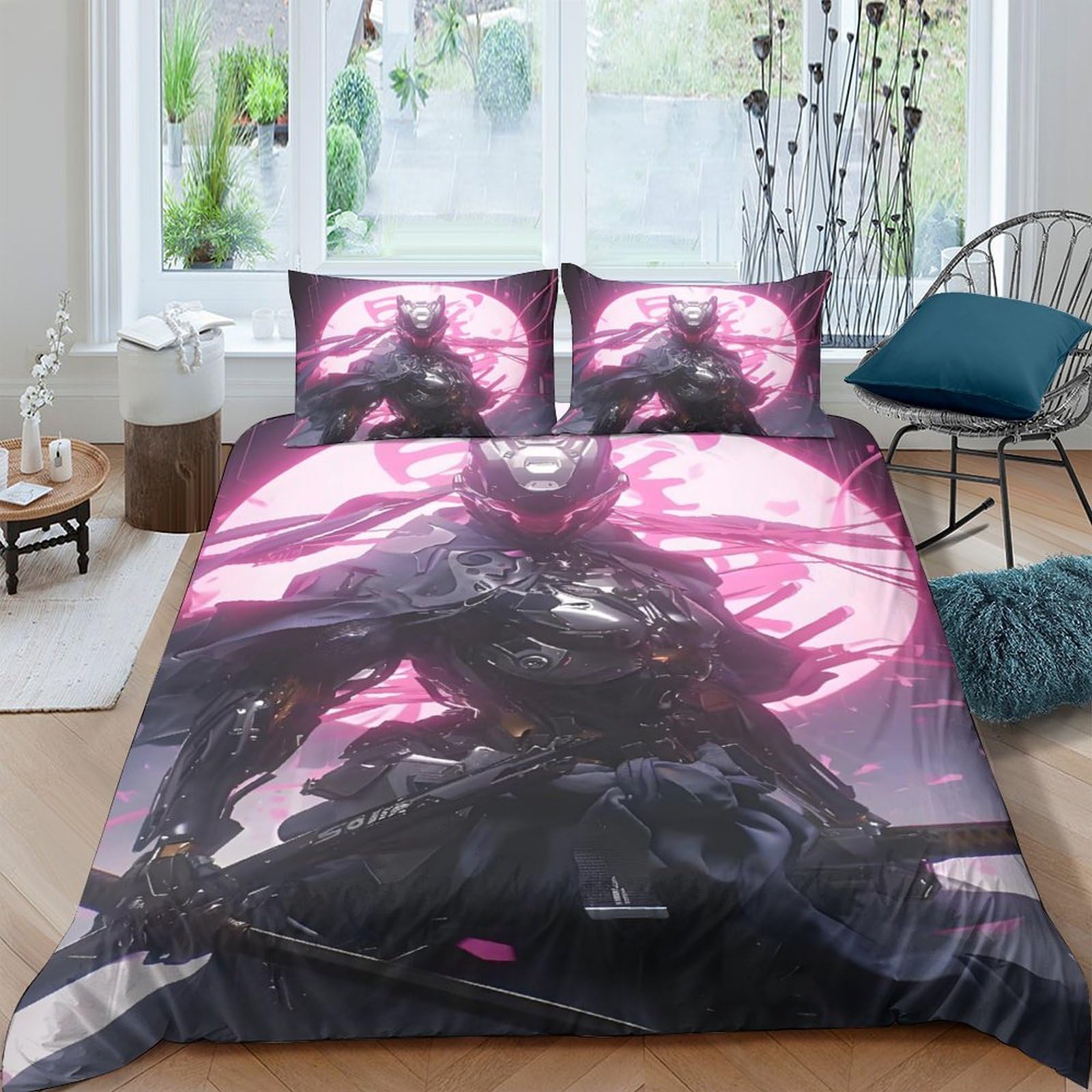 Parure de lit animation japonaise 200x200 housse couette microfibre fermeture éclair fille garçon