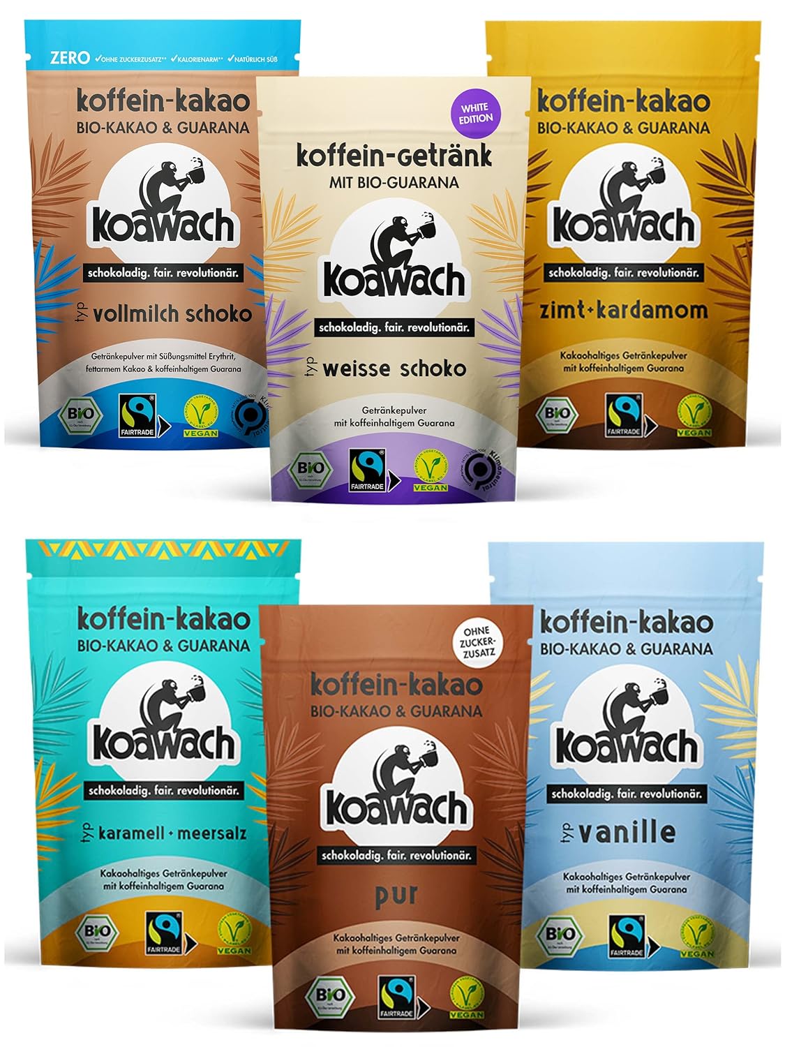 koawach Starter Set Koffein Kakao Guarana Vegan heiße Schokolade Geschenkset Getränk weniger