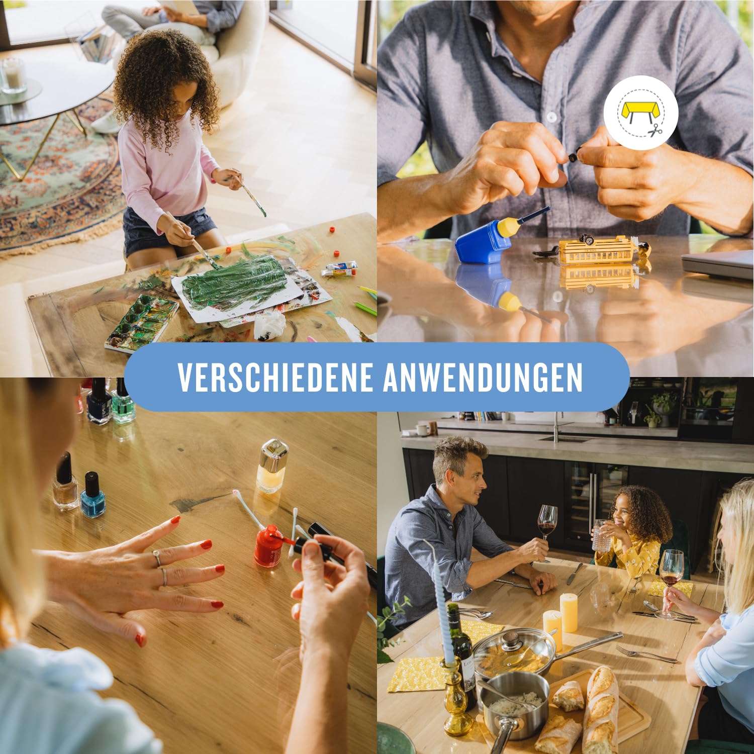 Trente Tischfolie 90x100 cm - 3mm dick - Tischdecke Abwaschbar - Tischschutz mit abgeschrägten Kanten - Transparente Tischdecke Eckig - Schutztischdecke Größe wählbar