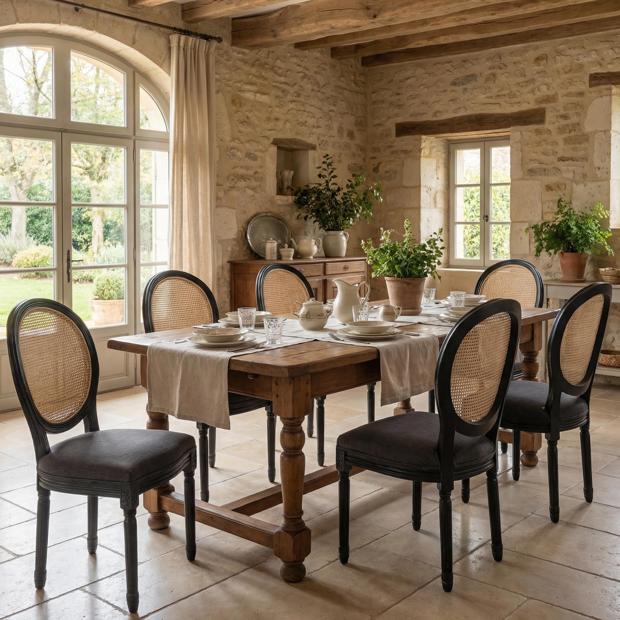 QUINJAY Farmhouse Rattan Chairs