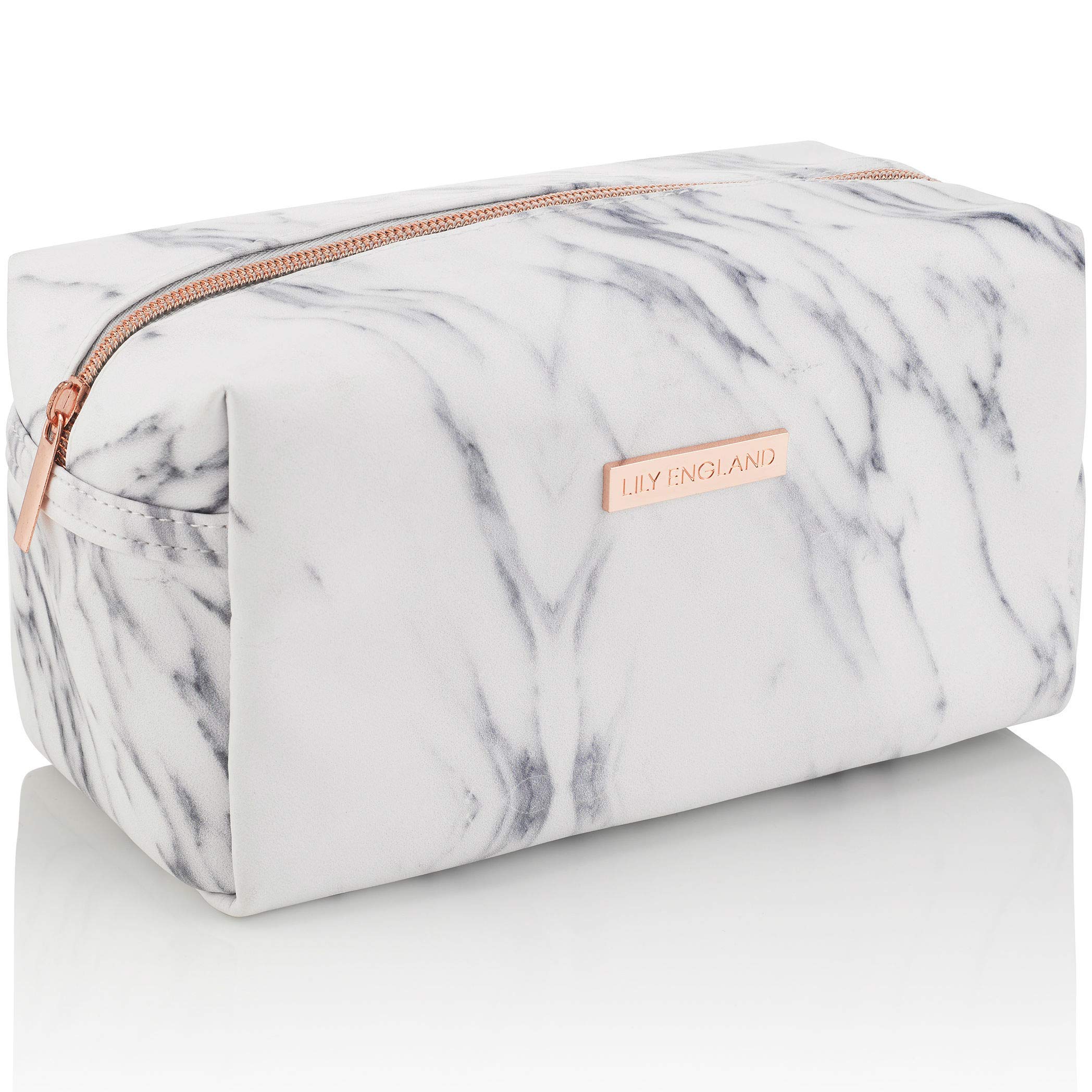 LILY ENGLAND Neceser Mujer para Ordenar Bolso - Organizador de Maquillaje, Bolsa de Aseo o Estuche Escolar - Neceser de Viaje - Mármol - Lily England