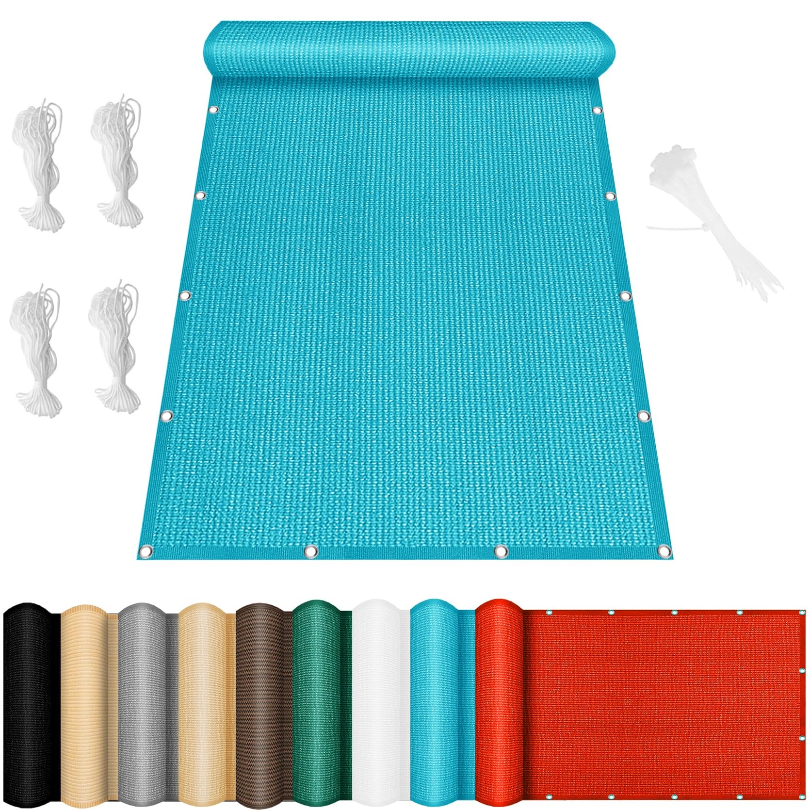 Voile d'ombrage bord droit 100x350 cm bleu ciel respirant pour jardin